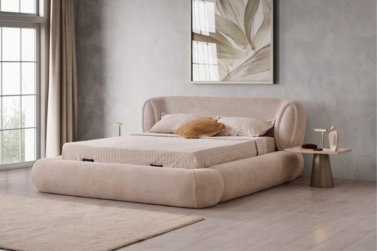Netline Home Interior Vegas bedroom set with a stylish bed, matching nightstands, and modern bedroom furniture in a contemporary design.