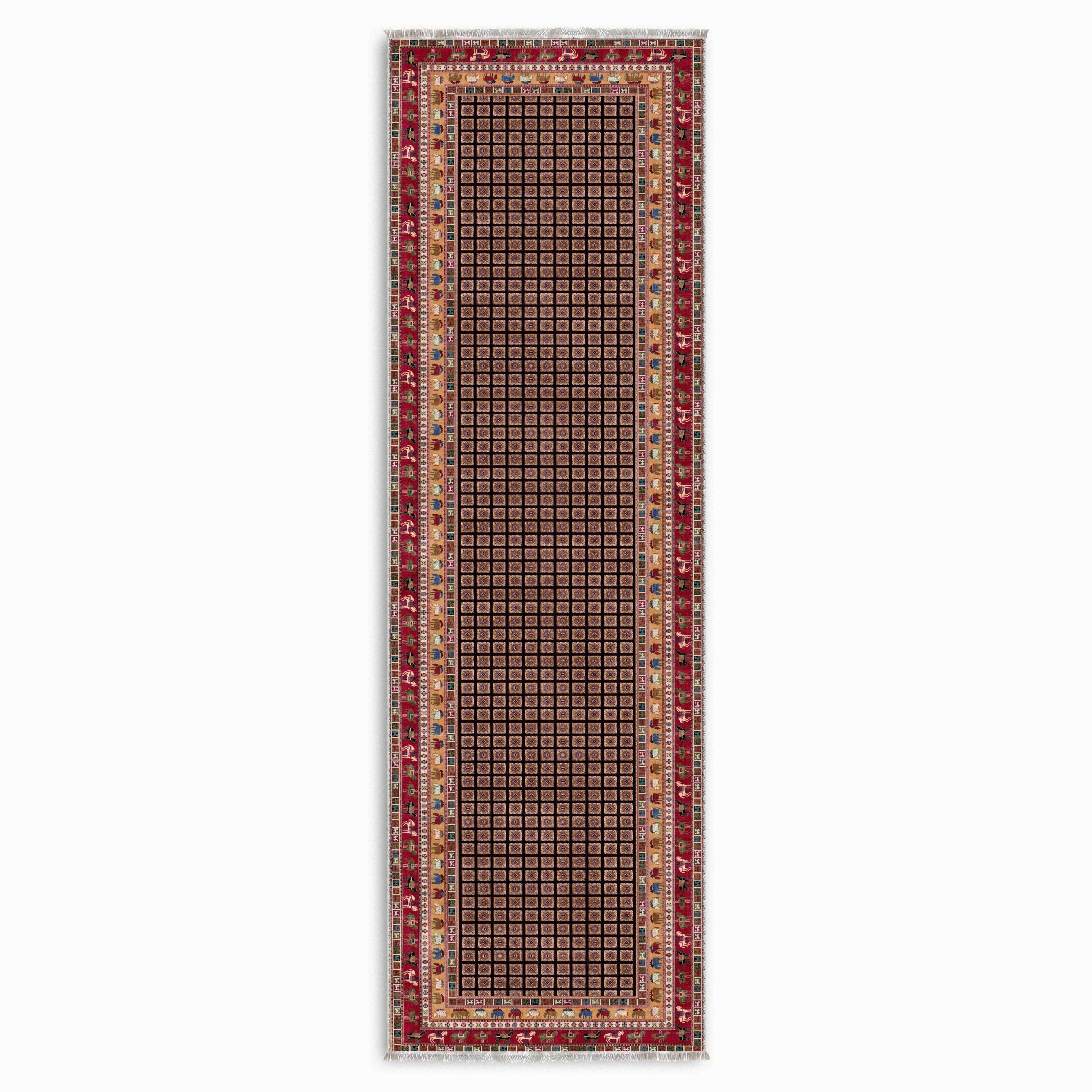Netline Home Red Burgundy Blue Navy Classic Vintage Machine Washable Chenille Rug Design 3023-04 - Gallery Image 6 - Netline Home
