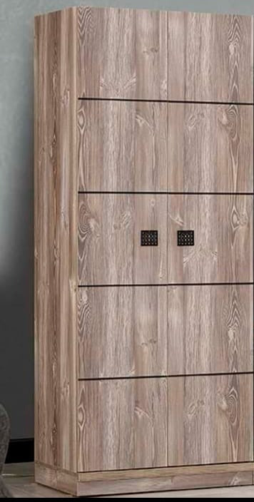 Netline Home Interior Oscar wardrobe storage unit in a modern bedroom setting with organized shelves and doors.