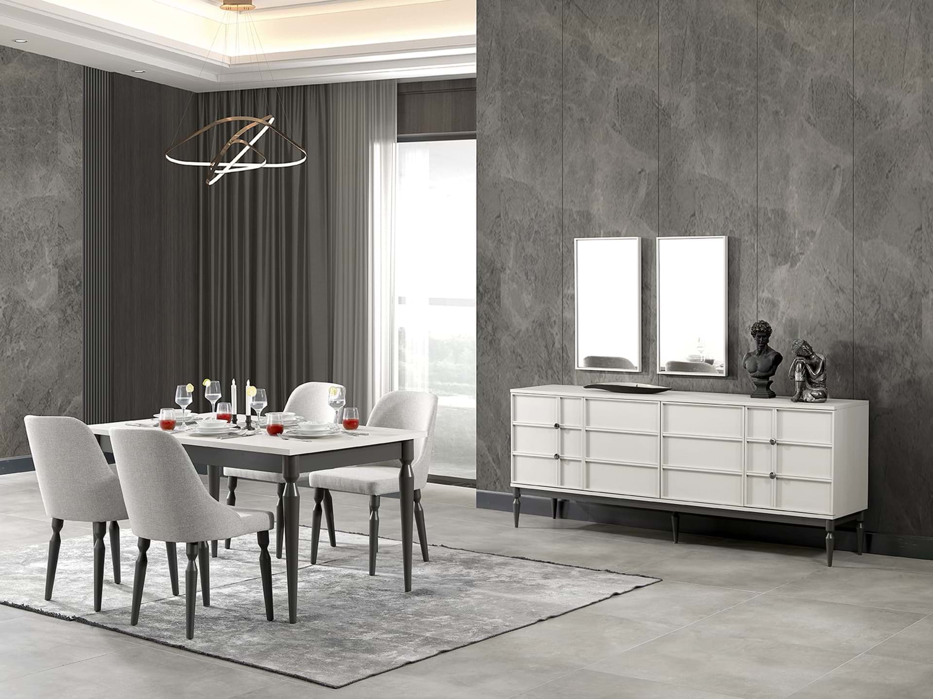 Modern Lucas Dining Room Set by Netline Home Interior featuring a sleek table and chairs for stylish entertaining.
