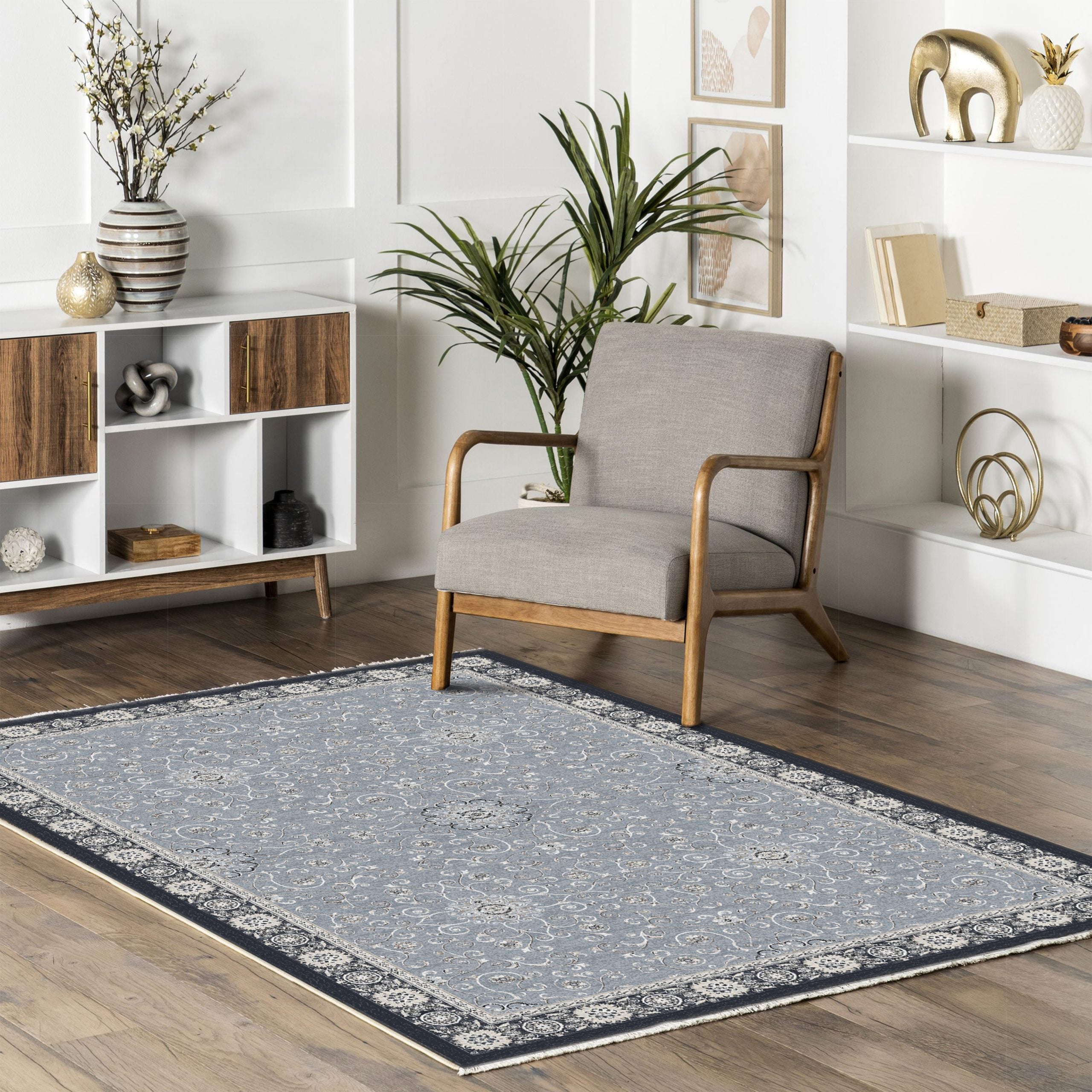 Netline Home Blue Navy Classic Machine Washable Chenille Rug Design NH7043 - Gallery Image 5 - Netline Home