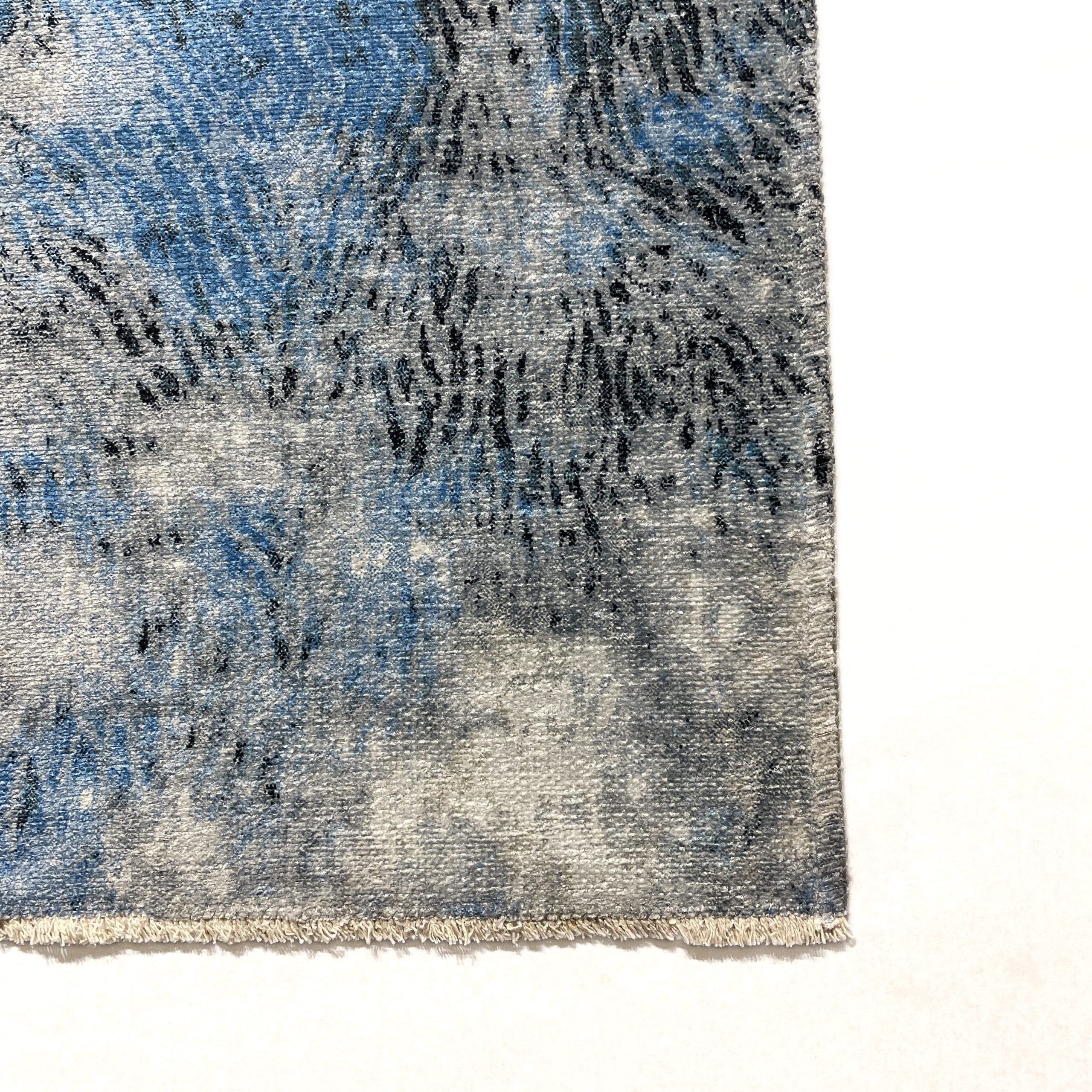Netline Home Blue Navy Modern Machine Washable Chenille Rug Design NH7044 - Detailed Photoshoot - Netline Home