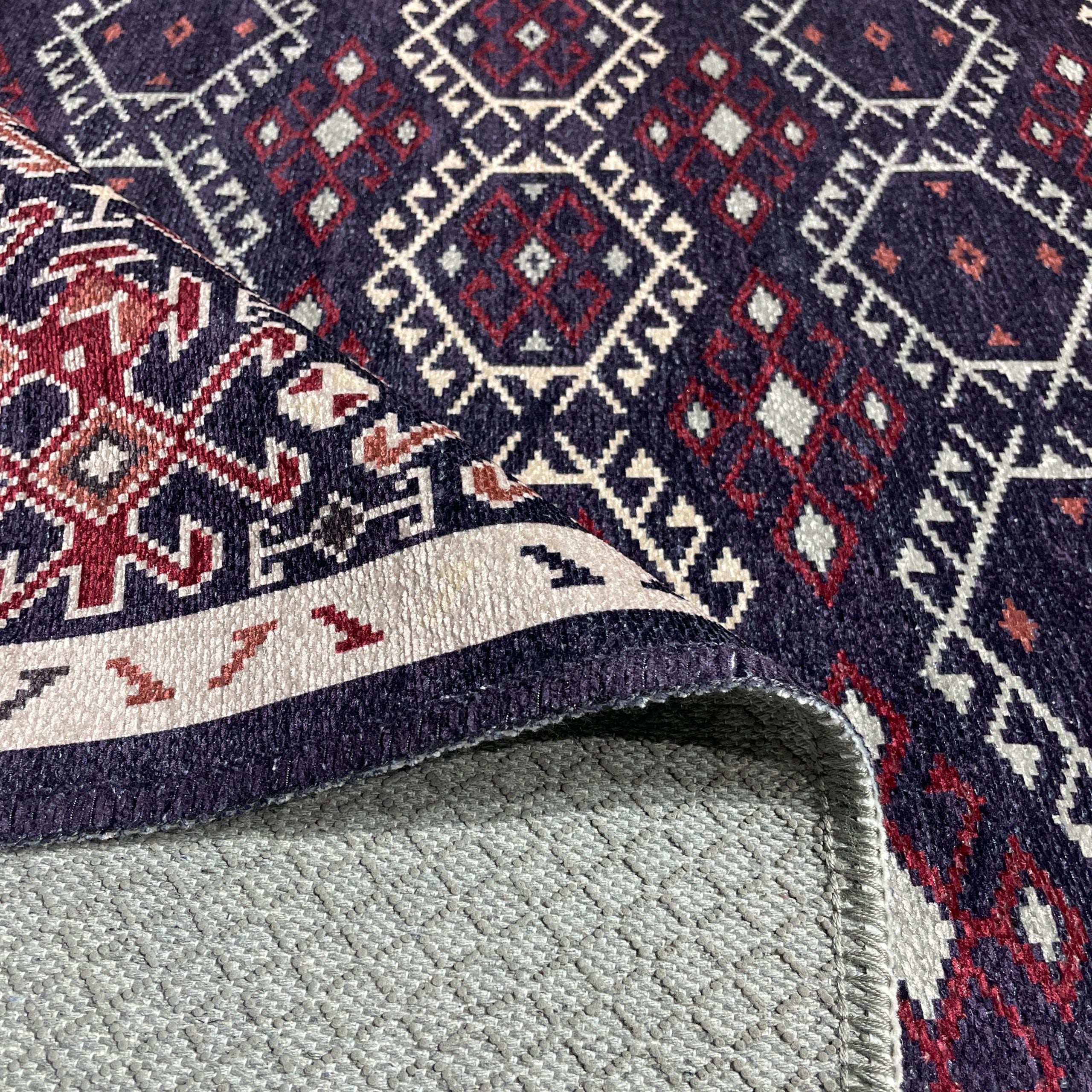 Netline Home Blue Navy Ethnic Classic Machine Washable Chenille Rug Design NH7047 - Gallery Image 4 - Netline Home