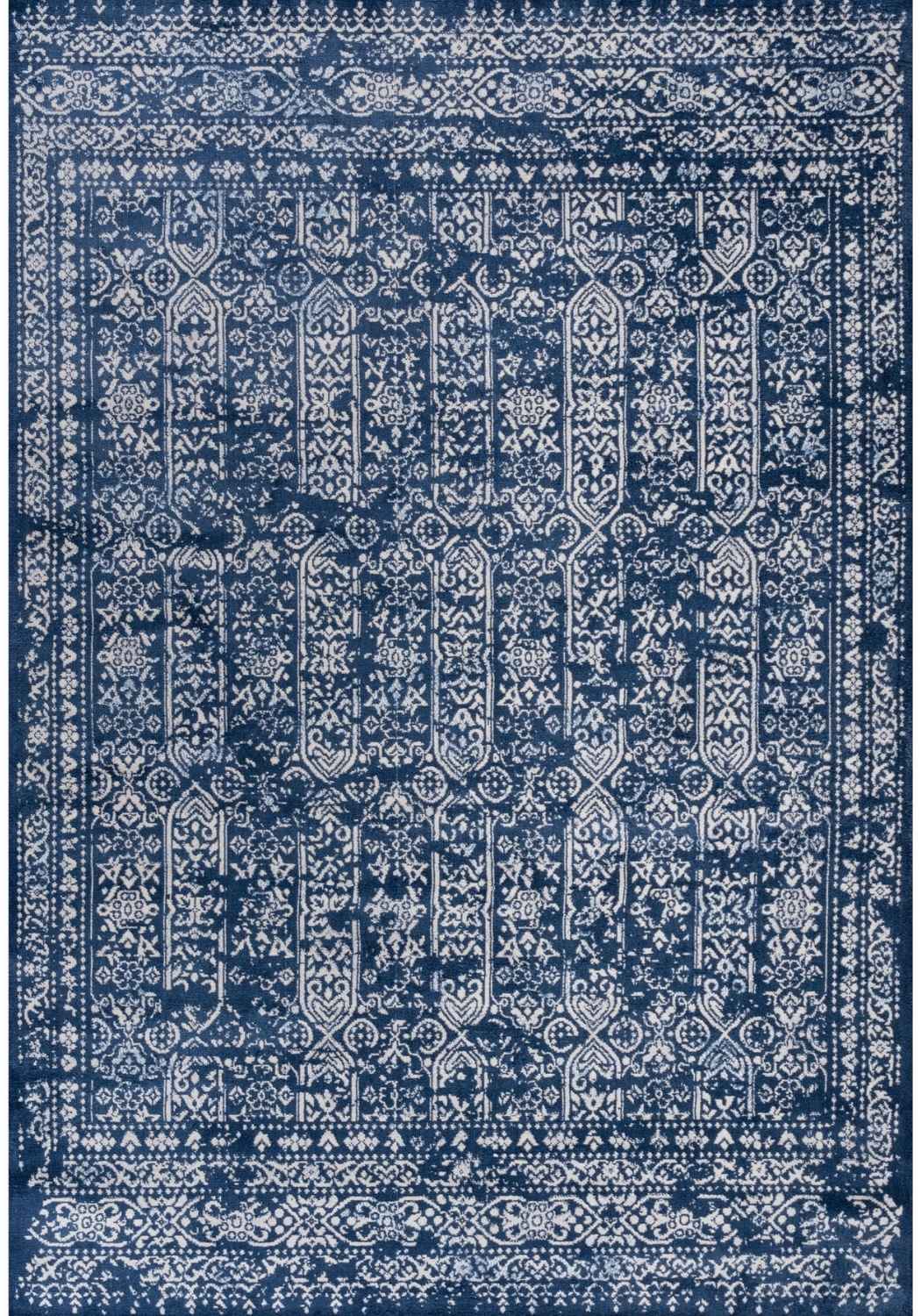 Montana Blue Rug by The Rugs, a soft woven rug with a blue and neutral geometric pattern, ideal for living room or bedroom decor.