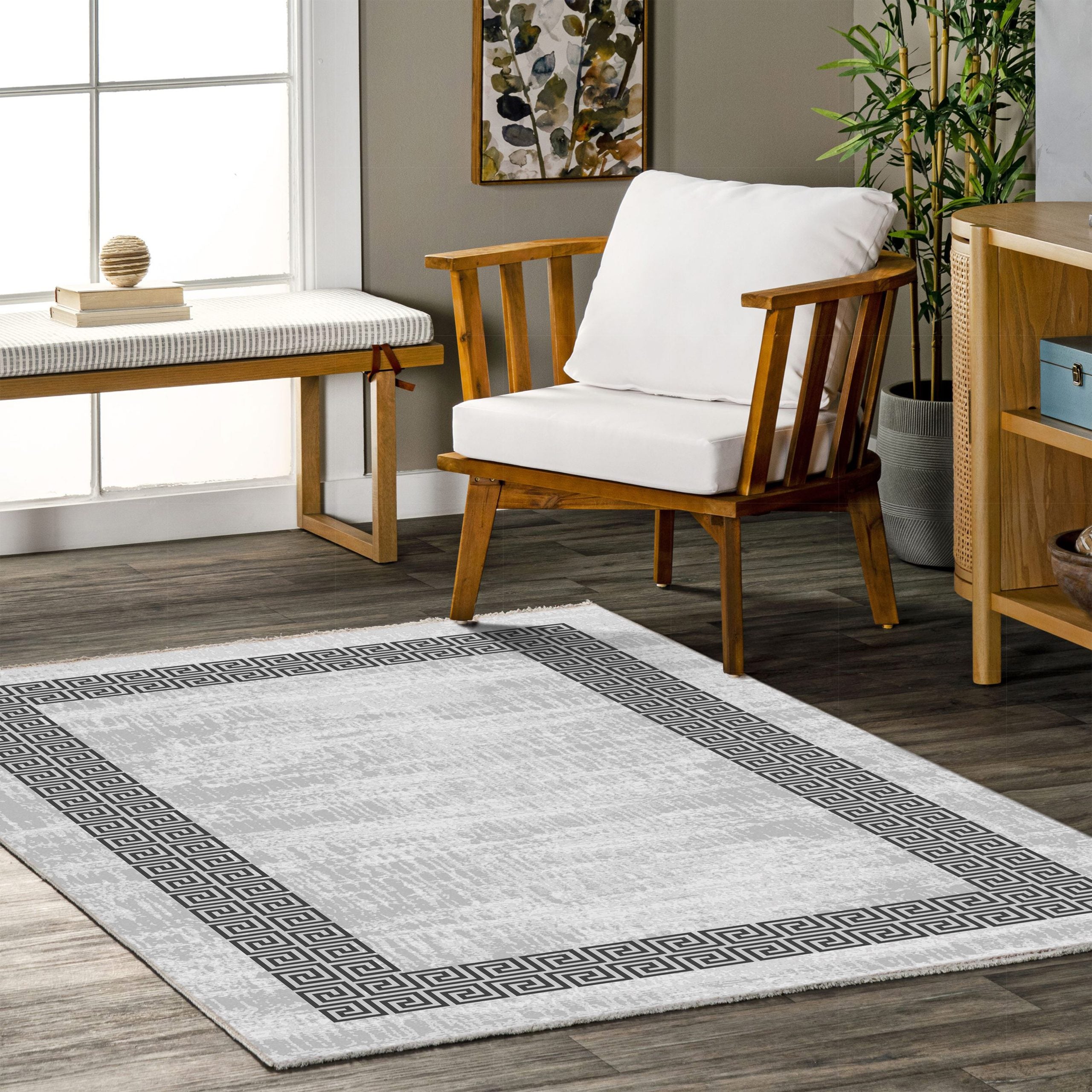 Netline Home Gray Silver Classic Modern Machine Washable Chenille Rug Design 380-02 - Gallery Image 5 - Netline Home