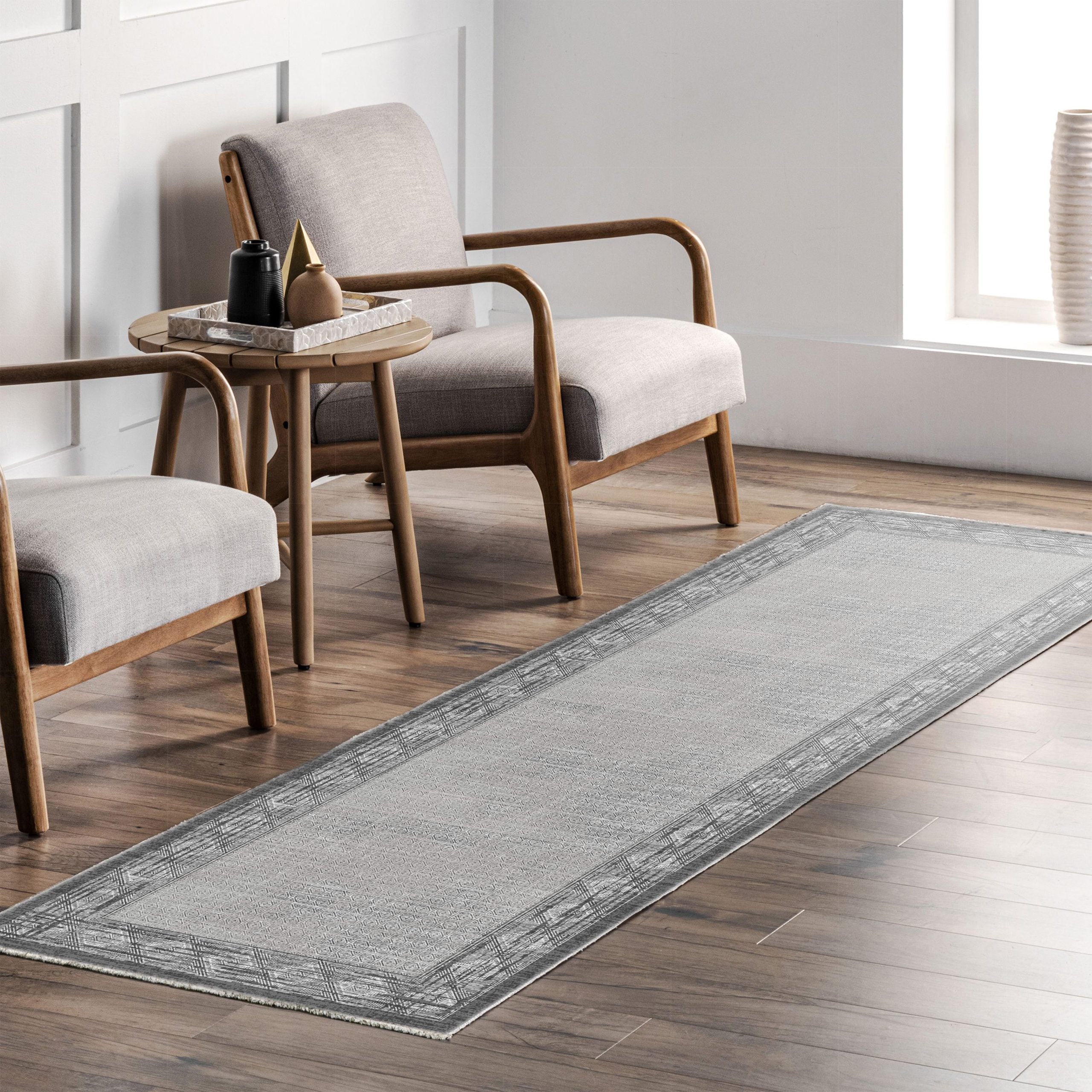 Netline Home Gray Silver Classic Modern Machine Washable Chenille Rug Design NH7053 - Gallery Image 7 - Netline Home
