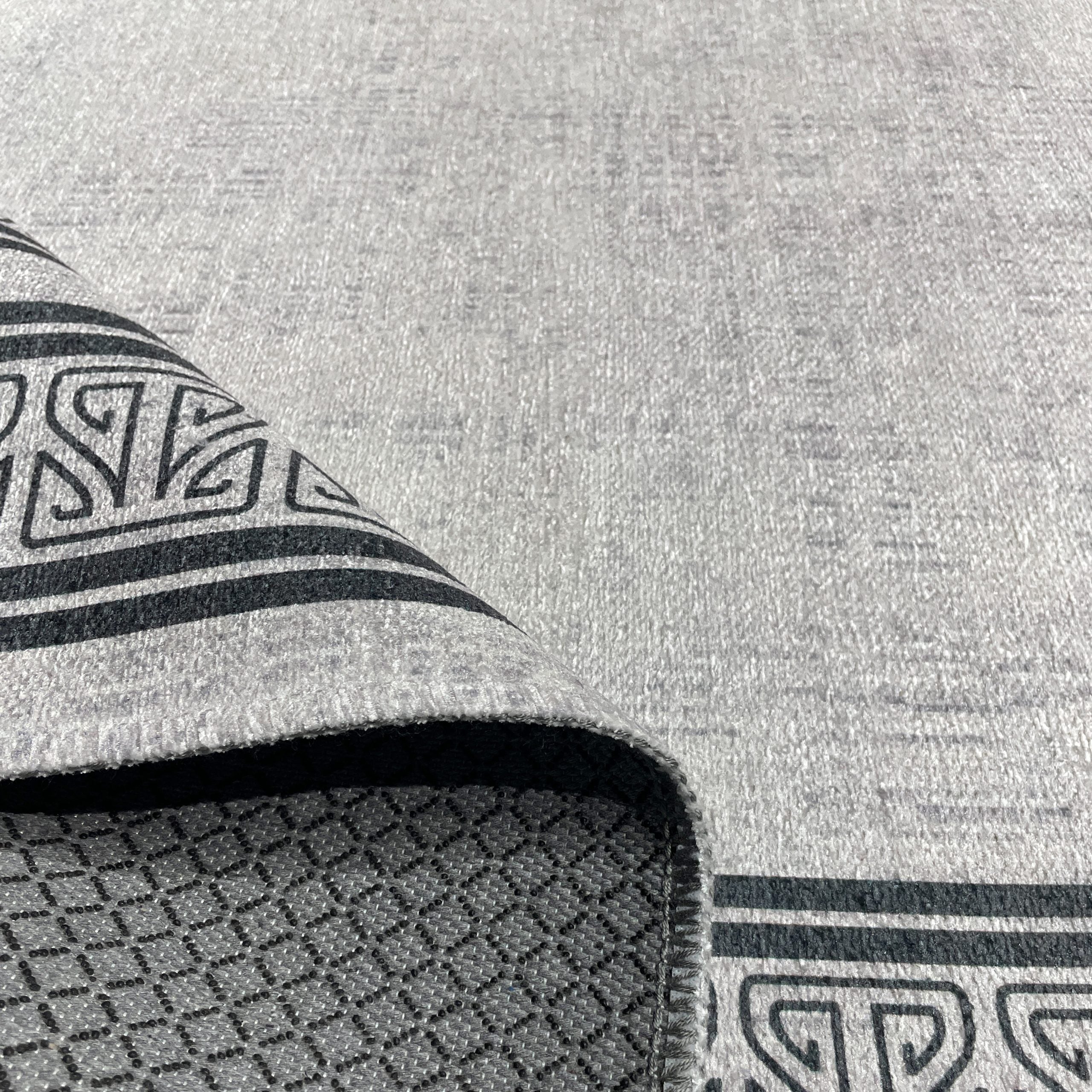Netline Home Gray Silver Classic Modern Machine Washable Chenille Rug Design NH7054 - Gallery Image 4 - Netline Home