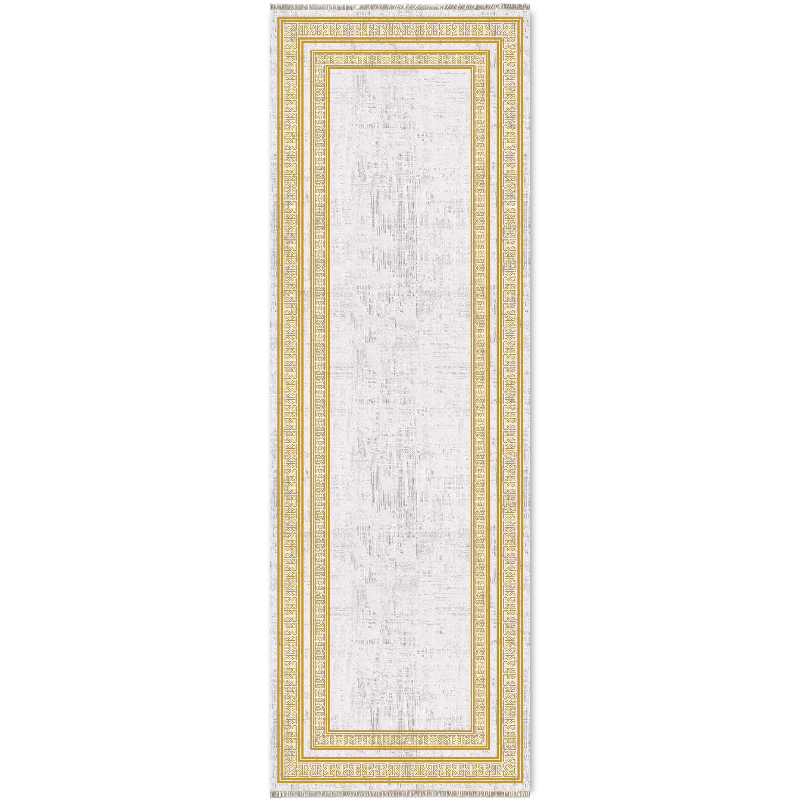 Netline Home Gray Silver Yellow Gold Classic Modern Machine Washable Chenille Rug Design 383-01 - Gallery Image 6 - Netline Home
