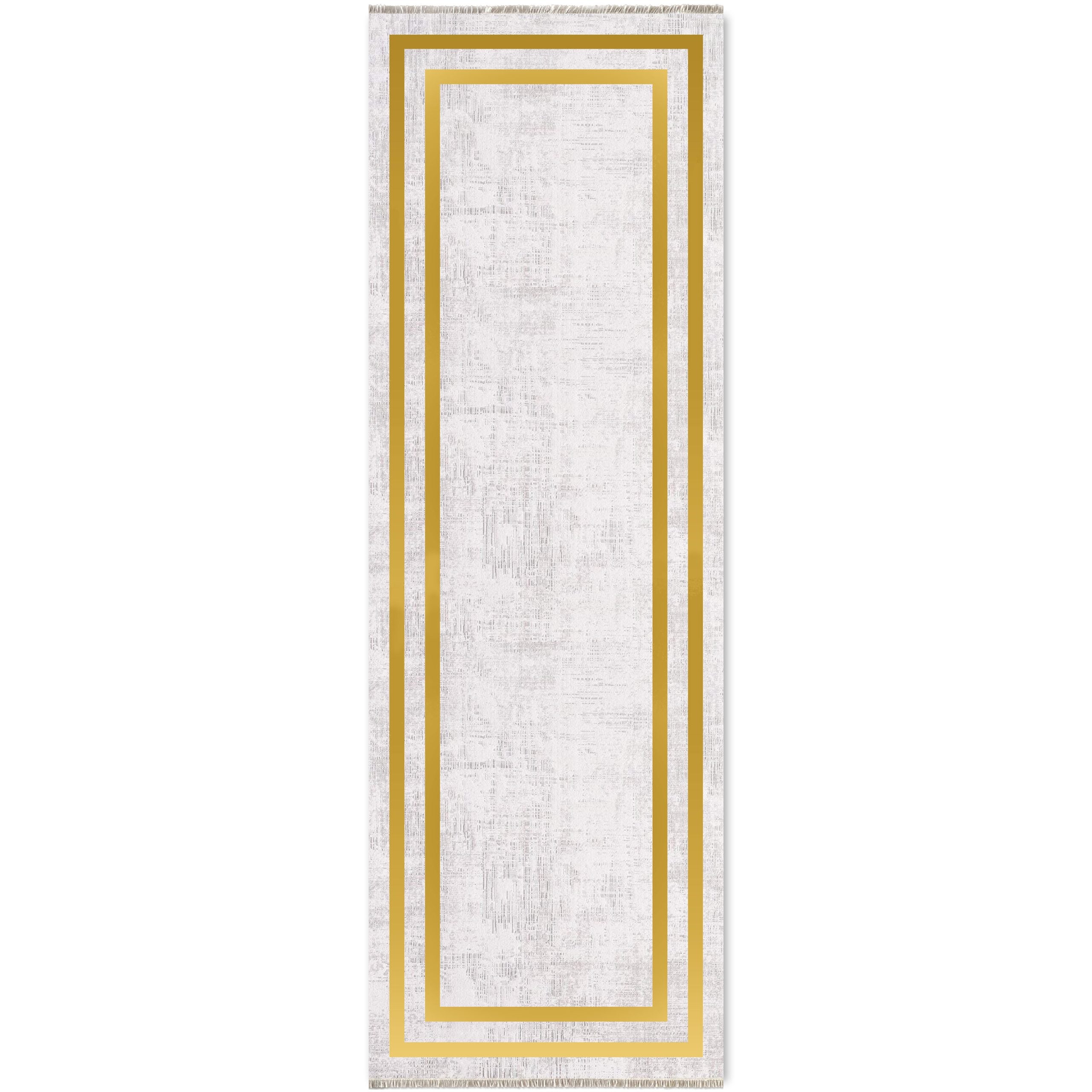 Netline Home Gray Silver Yellow Gold Classic Modern Machine Washable Chenille Rug Design 387-01 - Gallery Image 6 - Netline Home