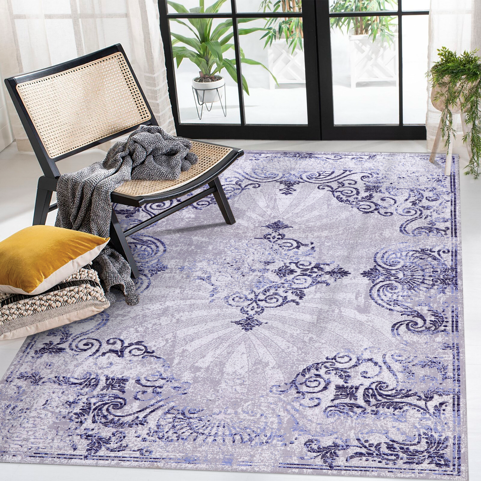 Netline Home Rugs Depot Modern Beige Floral Washable Rug Design NL1009