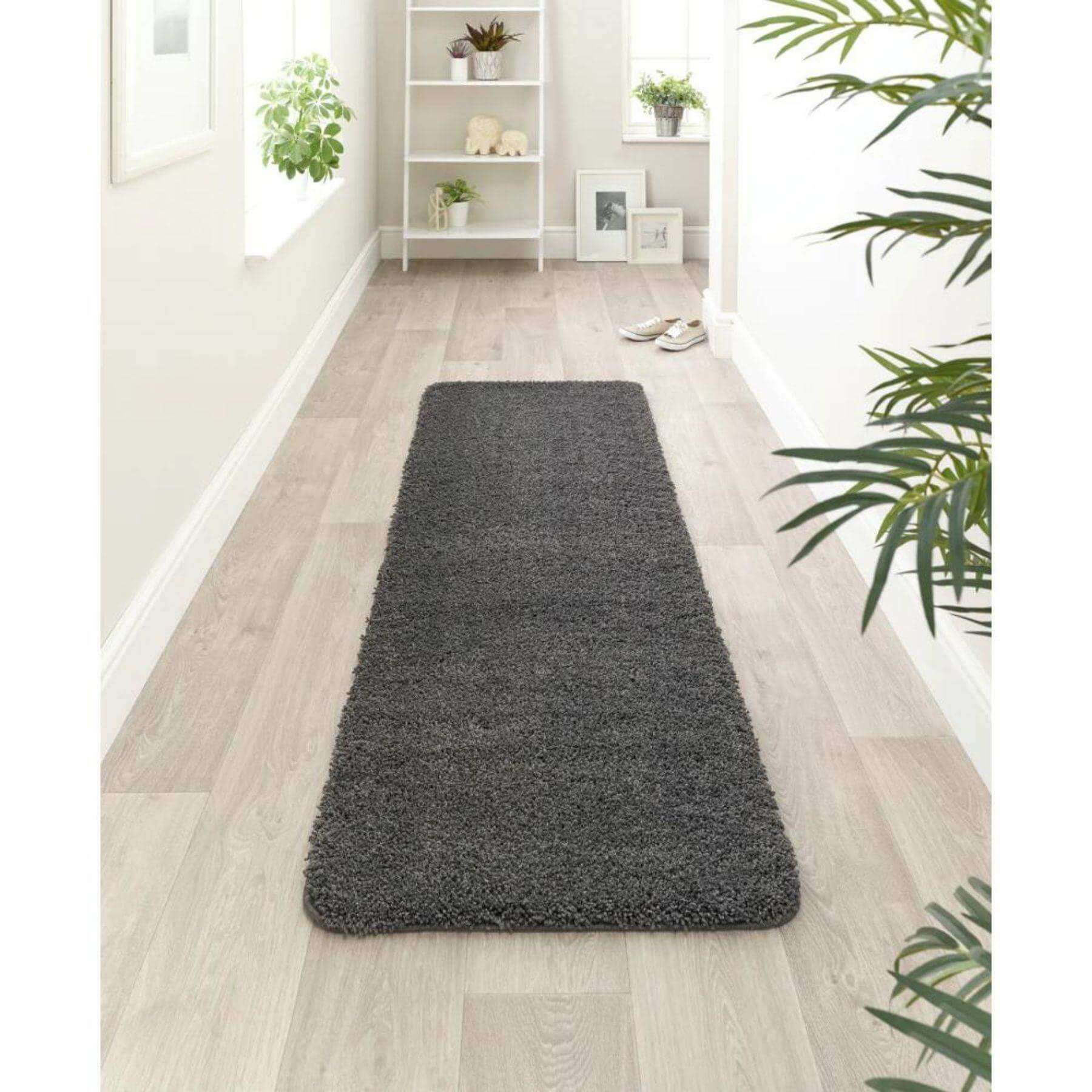 Washable Charcoal Shaggy Rug