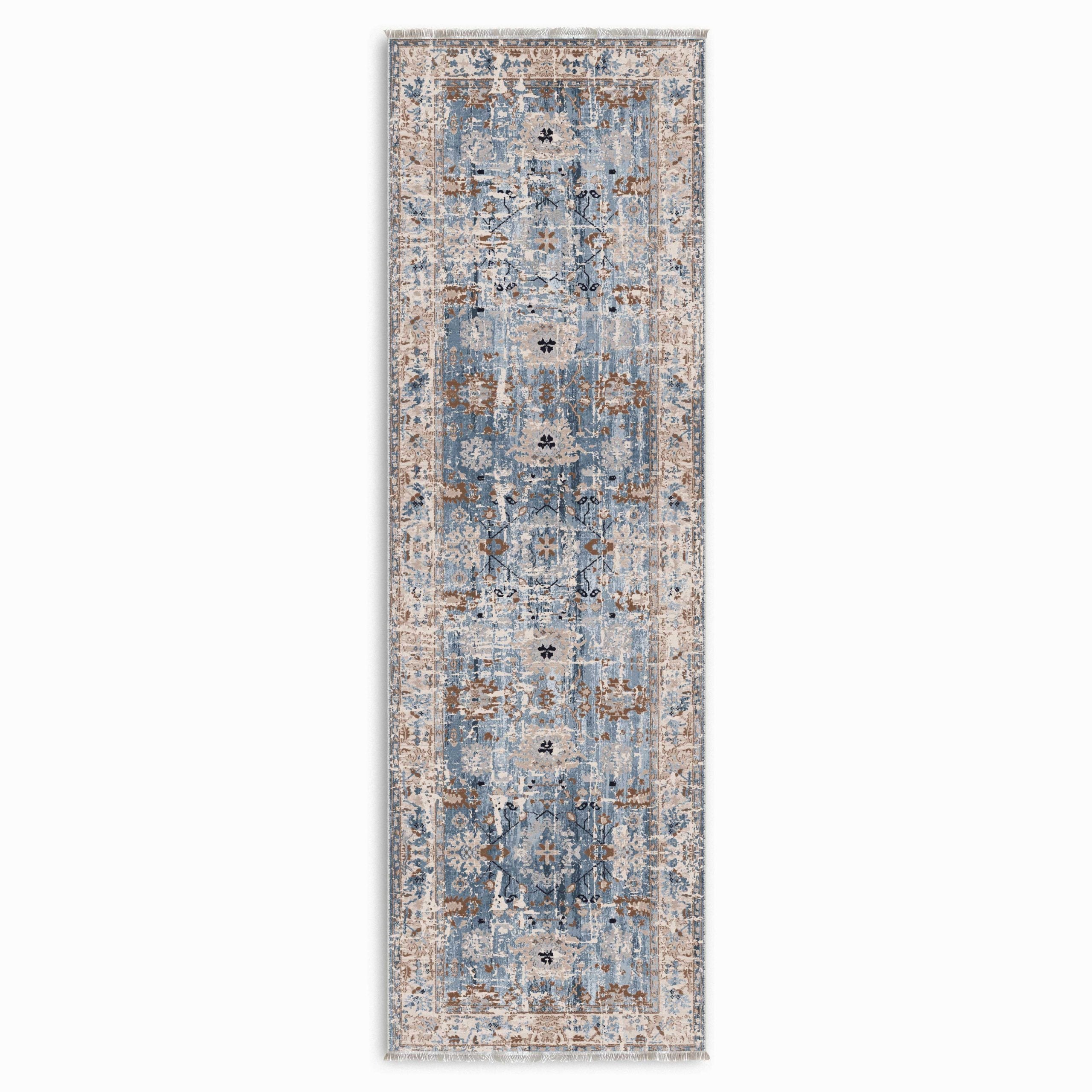 Netline Home Blue Navy Ethnic Classic Vintage Machine Washable Chenille Rug Design NH7155 - Gallery Image 6 - Netline Home