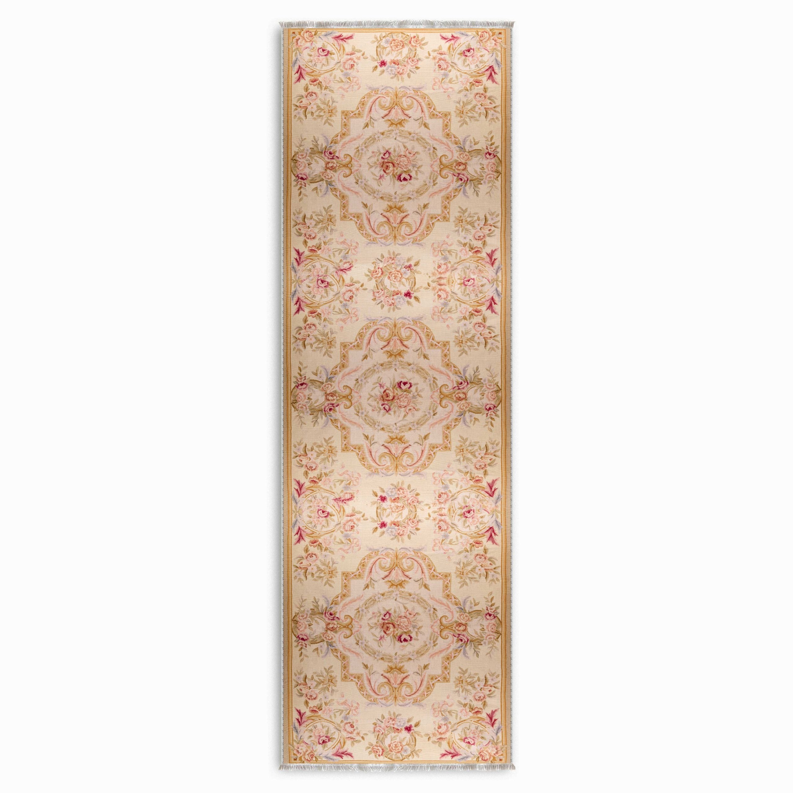 Netline Home Cream White Pink Fuchsia Ethnic Classic Vintage Machine Washable Chenille Rug Design NH7142 - Gallery Image 6 - Netline Home