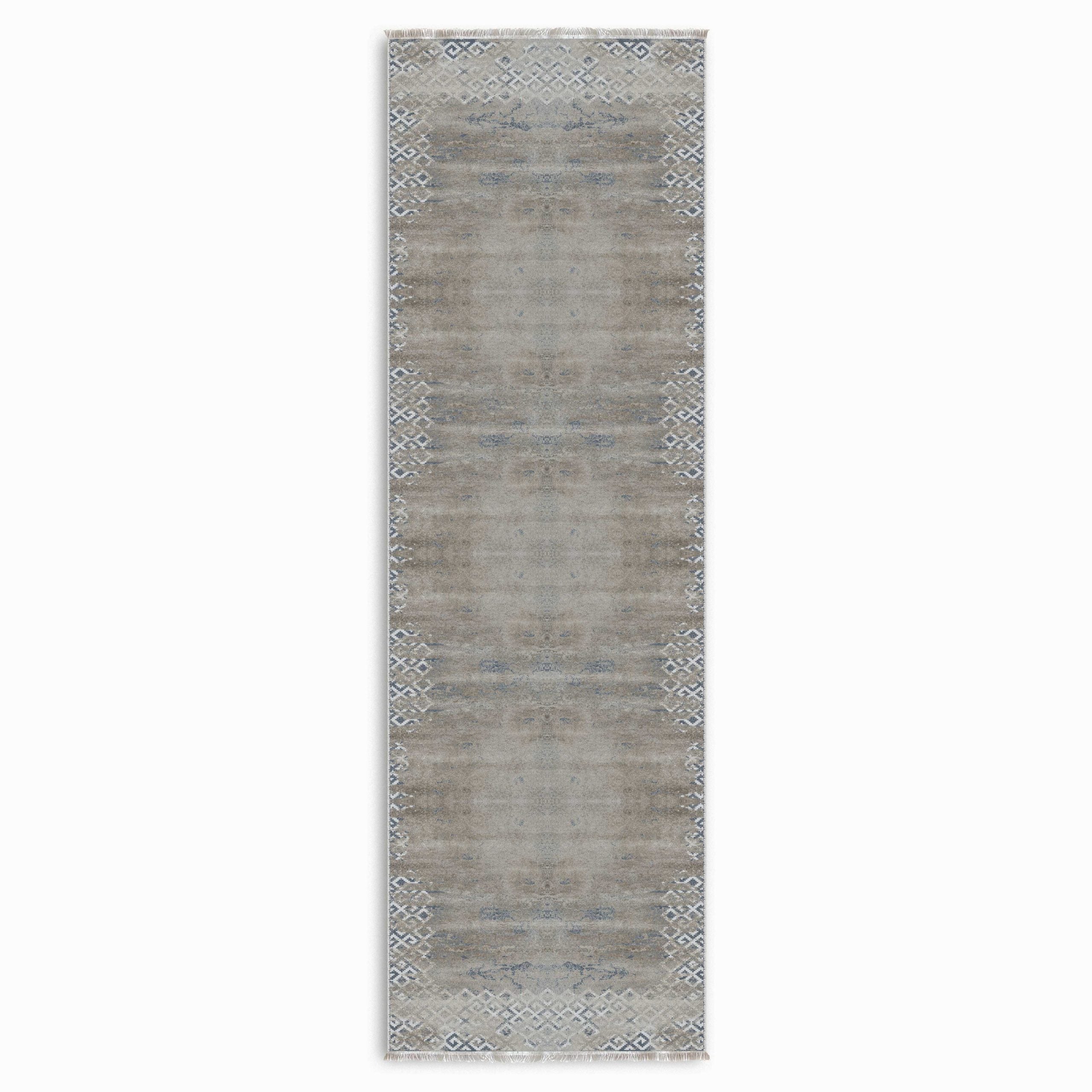 Netline Home Blue Navy Geometric Modern Kitchen Machine Washable Chenille Rug Design 2206 - Gallery Image 6 - Netline Home