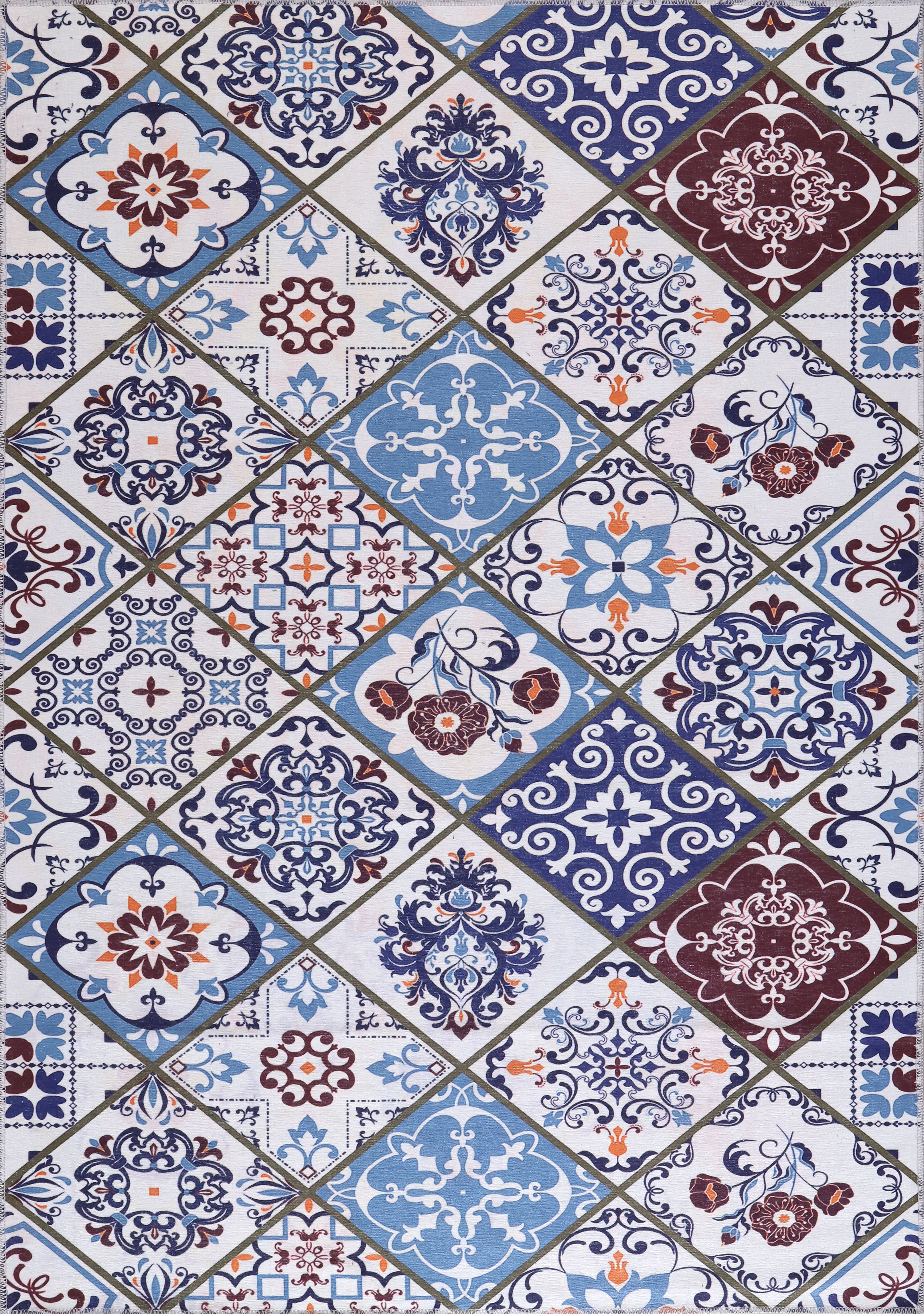 Netline Home Rugs Depot Modern Beige Floral Washable Rug Design 4002