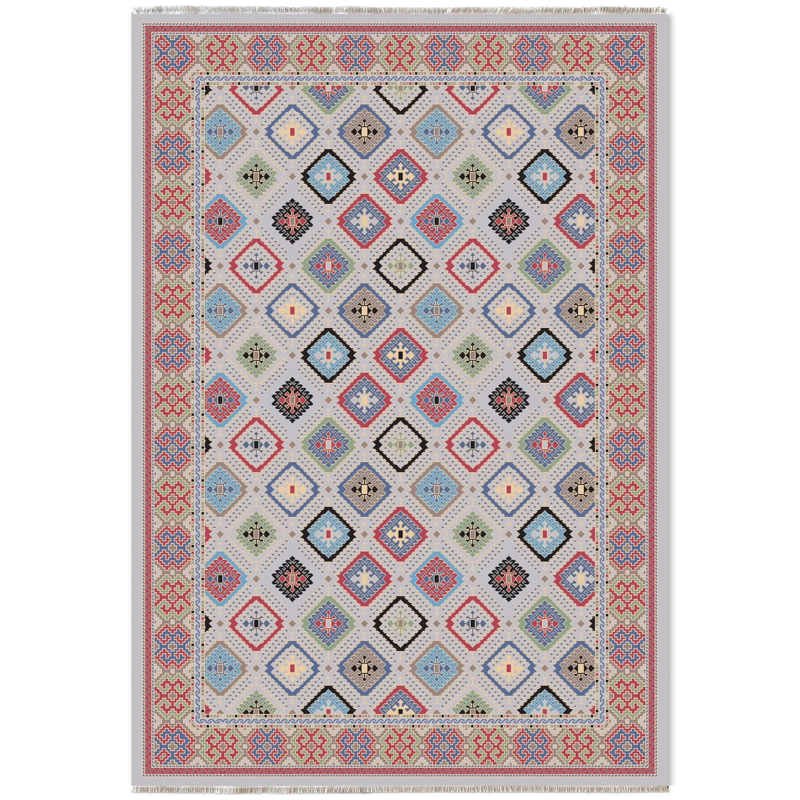 Netline Home Pink Fuchsia Yellow Gold Ethnic Machine Washable Chenille Rug Design 403-01 - Hilltop Photoshoot - Netline Home