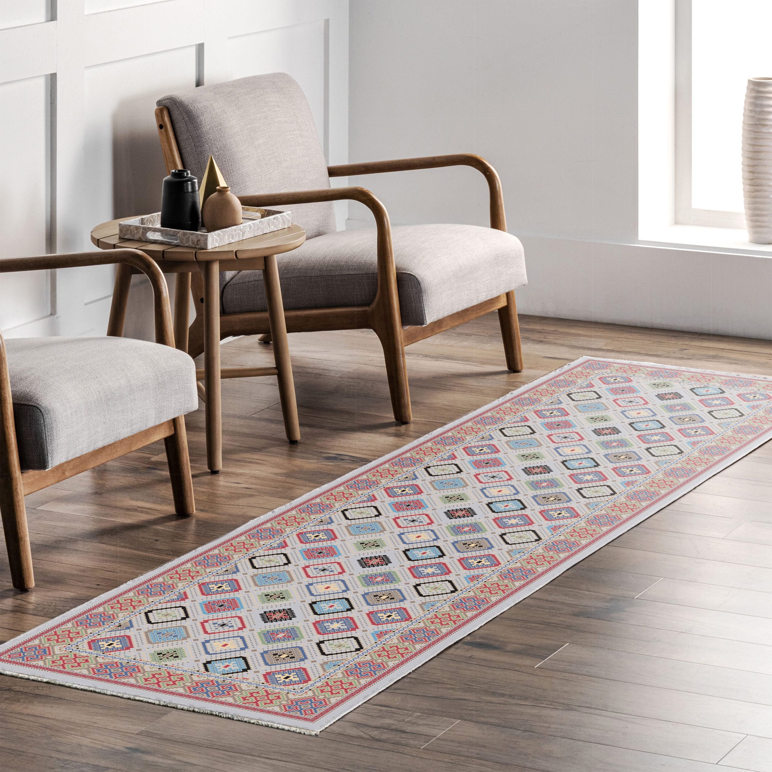 Netline Home Pink Fuchsia Yellow Gold Ethnic Machine Washable Chenille Rug Design 403-01 - Gallery Image 7 - Netline Home