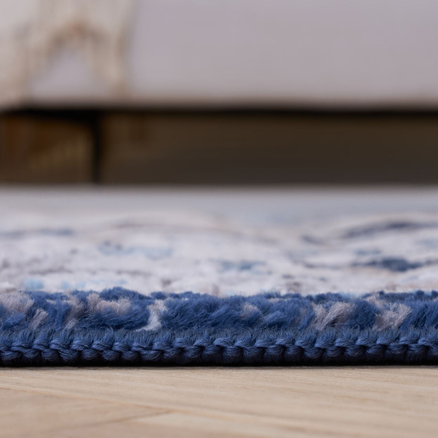 Montana Vintage Navy Rug 4040 by The Rugs, close-up of textured pile showcasing deep navy color and intricate design.