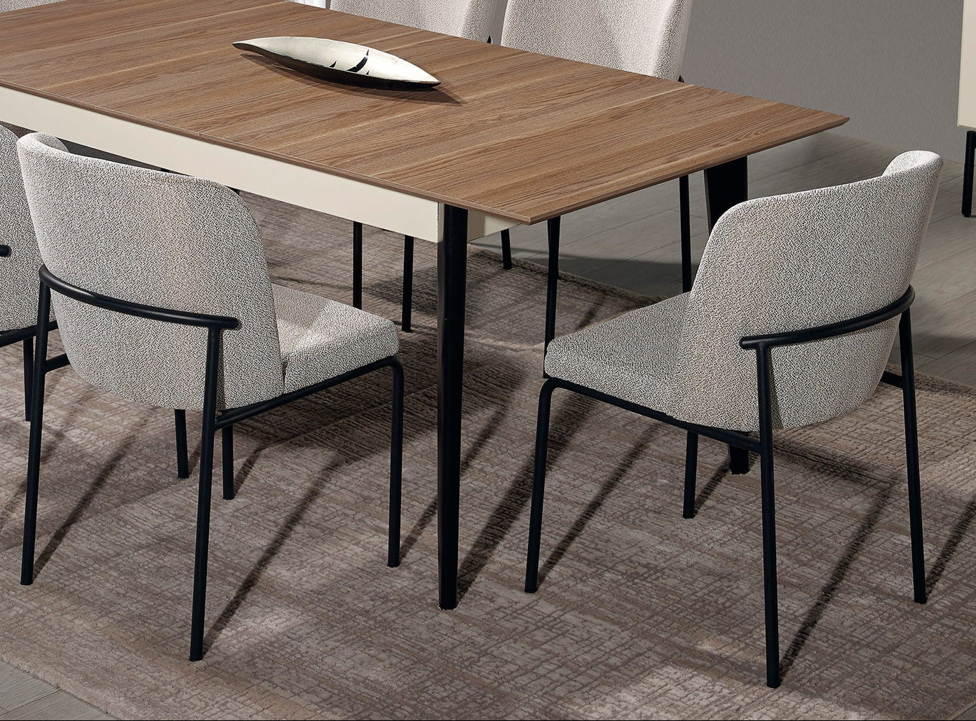 Modern Netline Home Interior smart dining chair with sleek design, cushioned seat, and wooden legs for contemporary dining rooms.