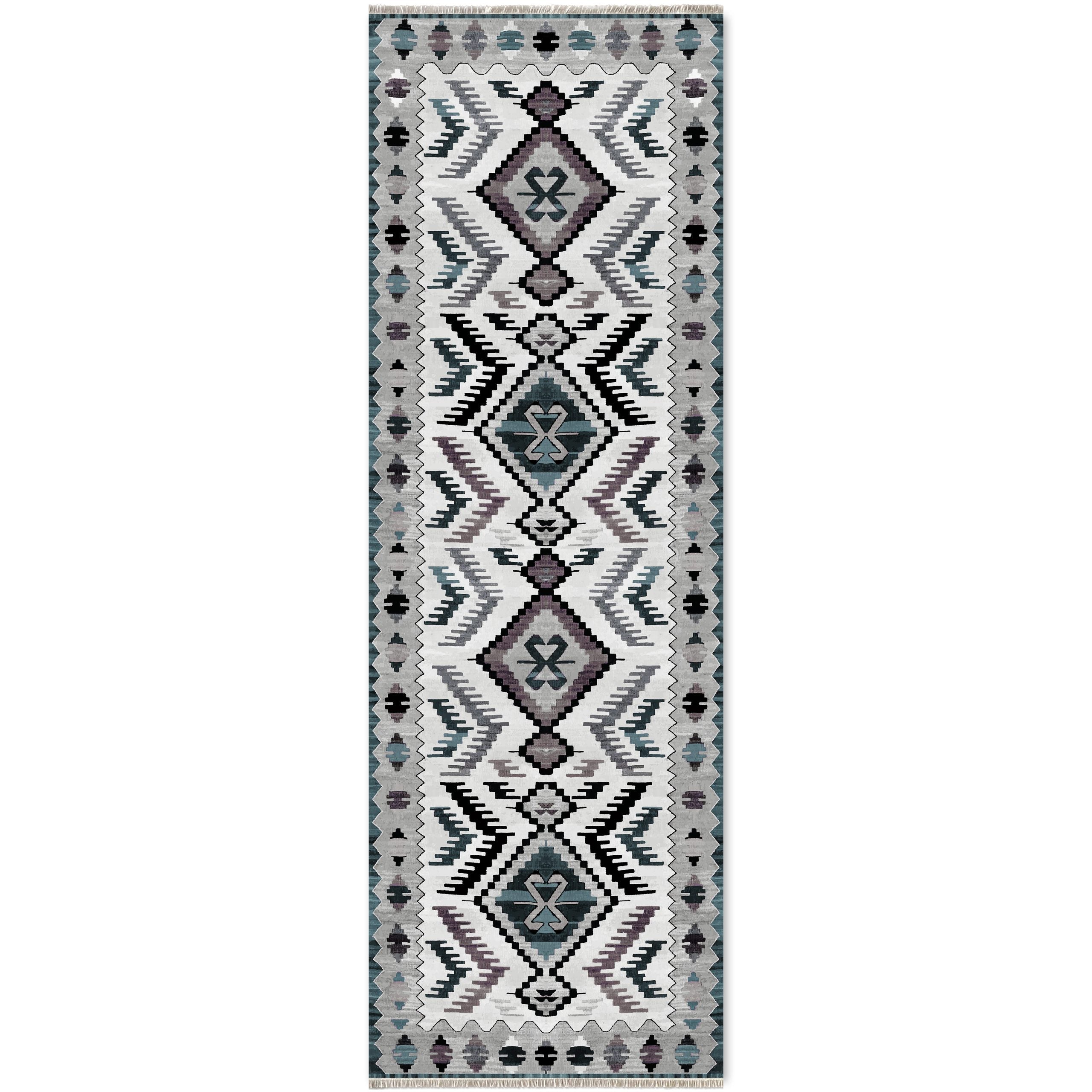 Netline Home Green Khaki Ethnic Machine Washable Chenille Rug Design 440-02 - Gallery Image 6 - Netline Home