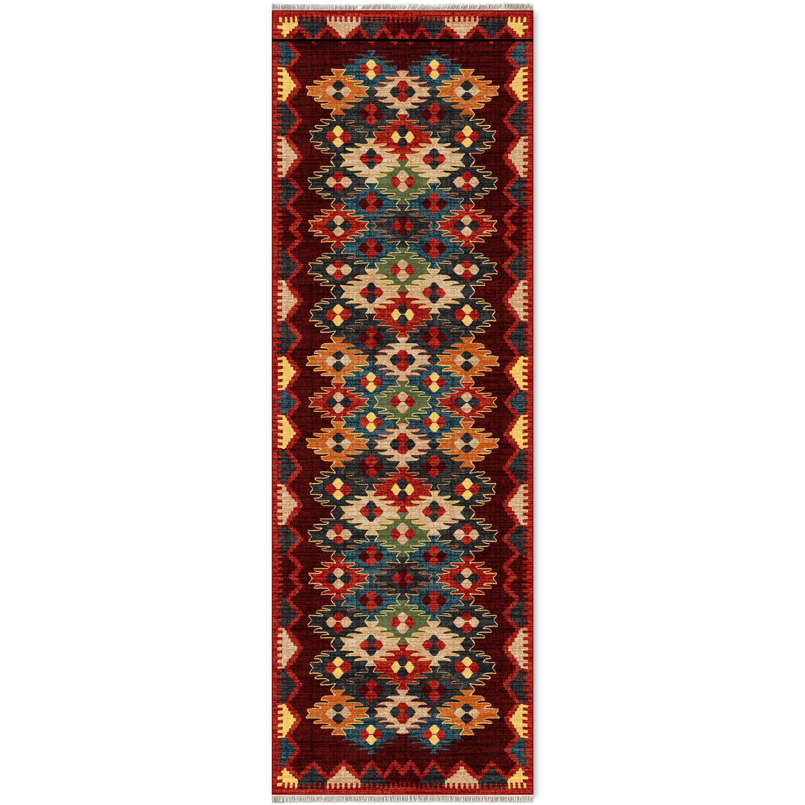 Netline Home Red Burgundy Ethnic Classic Machine Washable Chenille Rug Design 441-01 - Gallery Image 6 - Netline Home