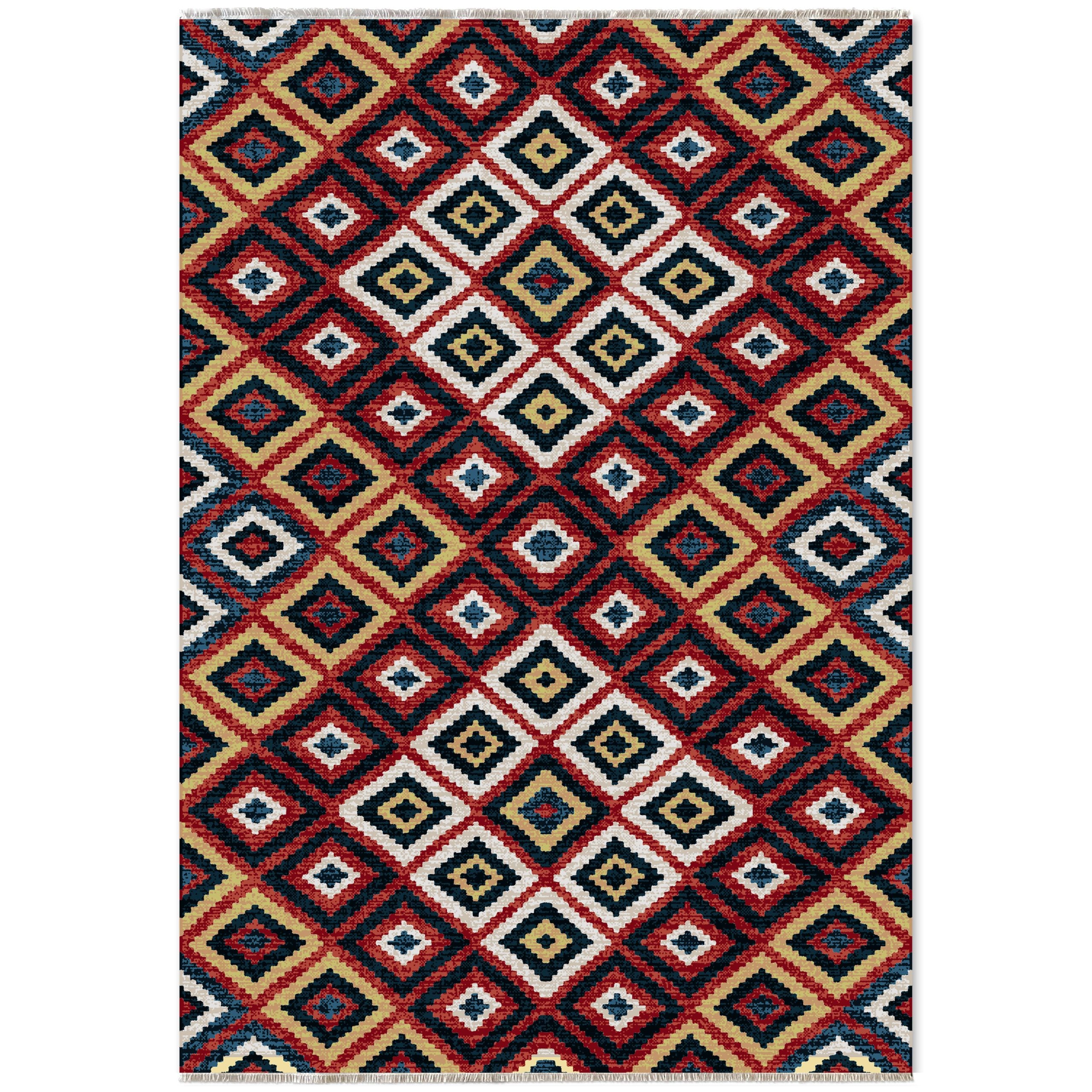 Netline Home Red Burgundy Ethnic Classic Machine Washable Chenille Rug Design 444-01 - Hilltop Photoshoot - Netline Home