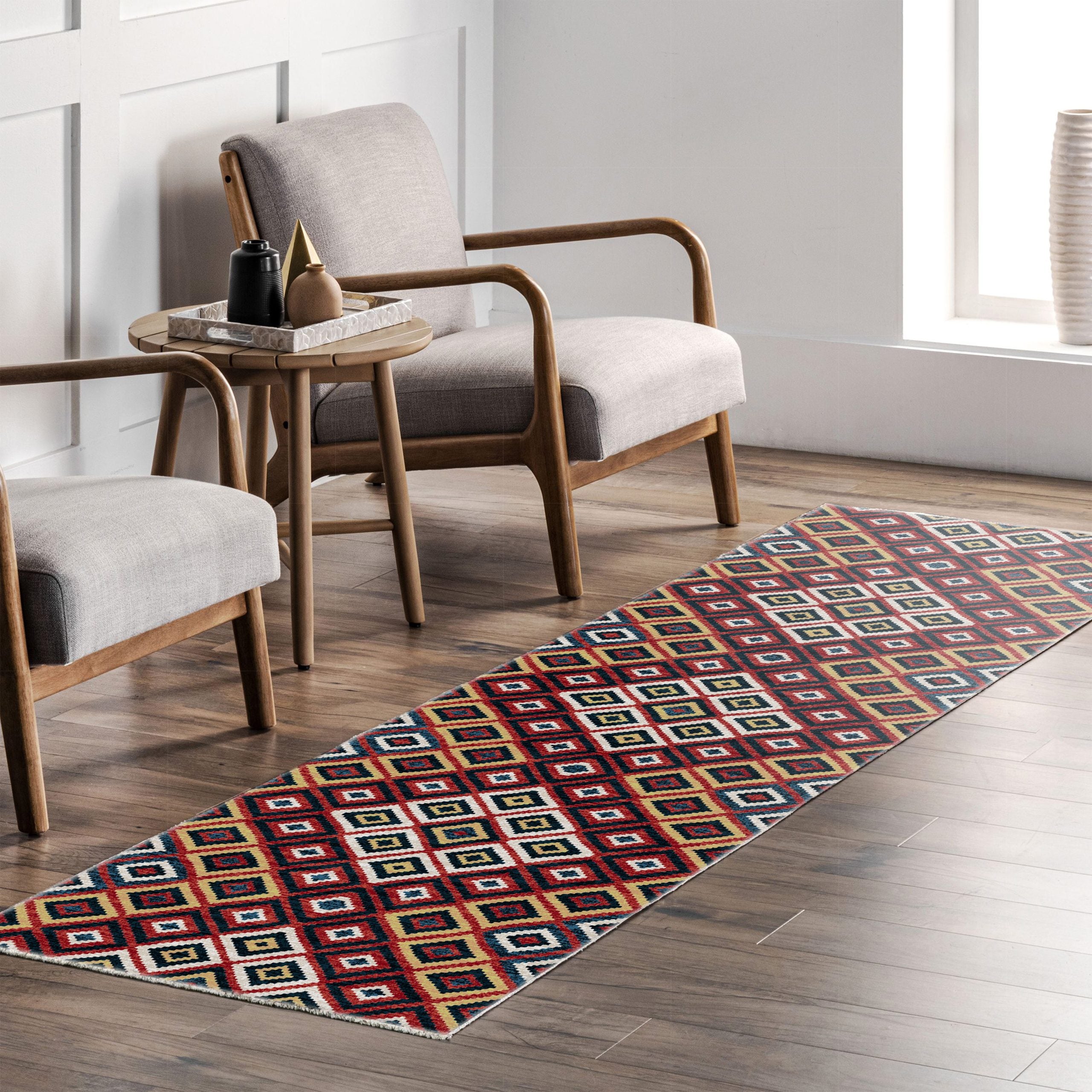 Netline Home Red Burgundy Ethnic Classic Machine Washable Chenille Rug Design NH7069 - Gallery Image 7 - Netline Home