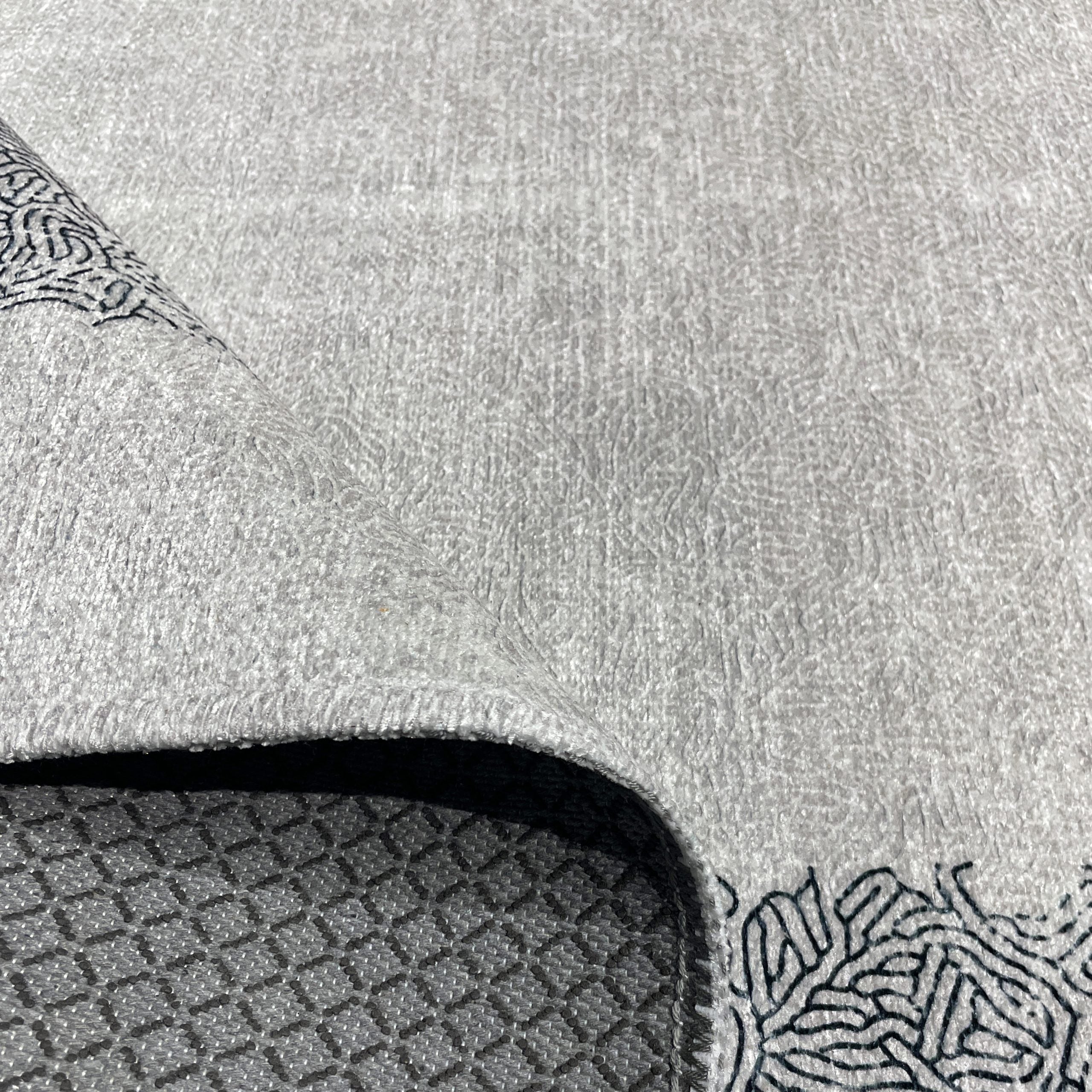Netline Home Gray Silver Modern Machine Washable Chenille Rug Design 469-01 - Gallery Image 4 - Netline Home