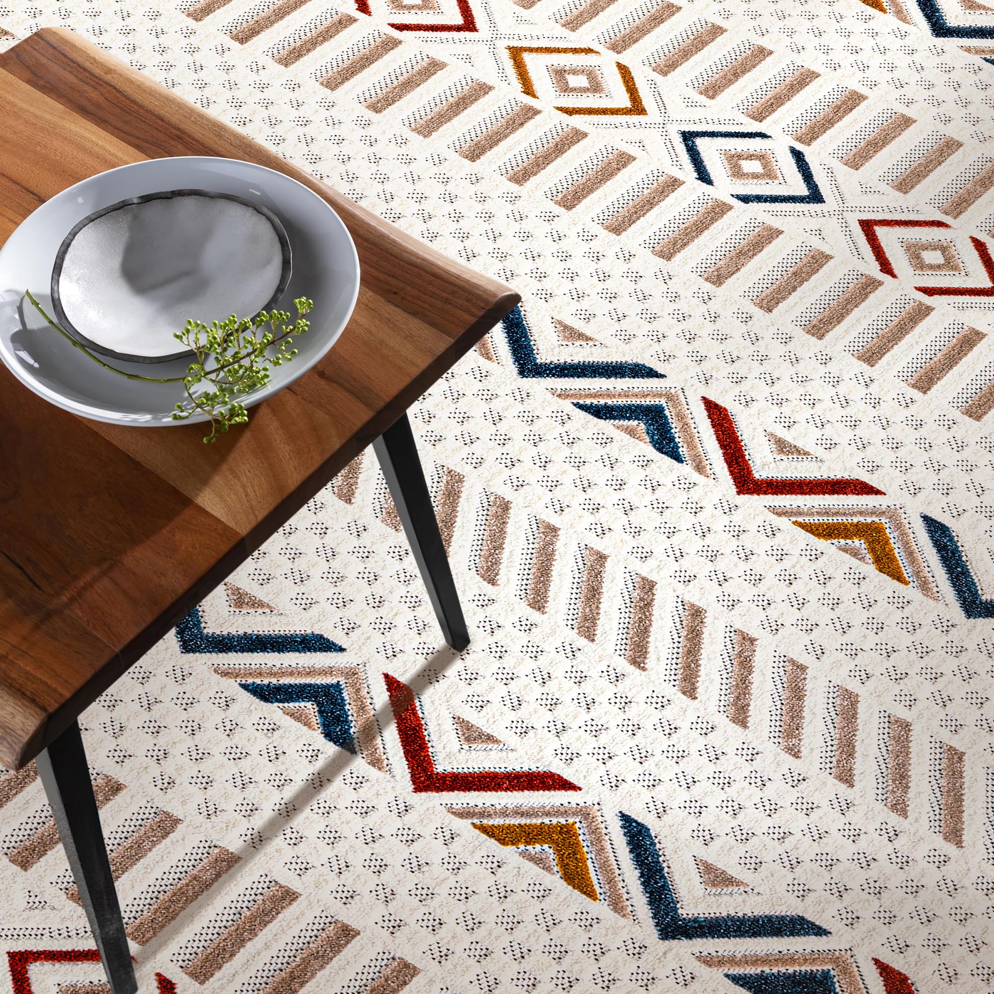 Netline Home RUGS DEPOT Area Rug for Living Room, Bedroom & Hallway – Soft & Durable Low Pile Area Rugs – Bohemian, Aztec & Boho Style – Pet & Kid-Friendly, Ideal for High-Traffic Areas (Copy)