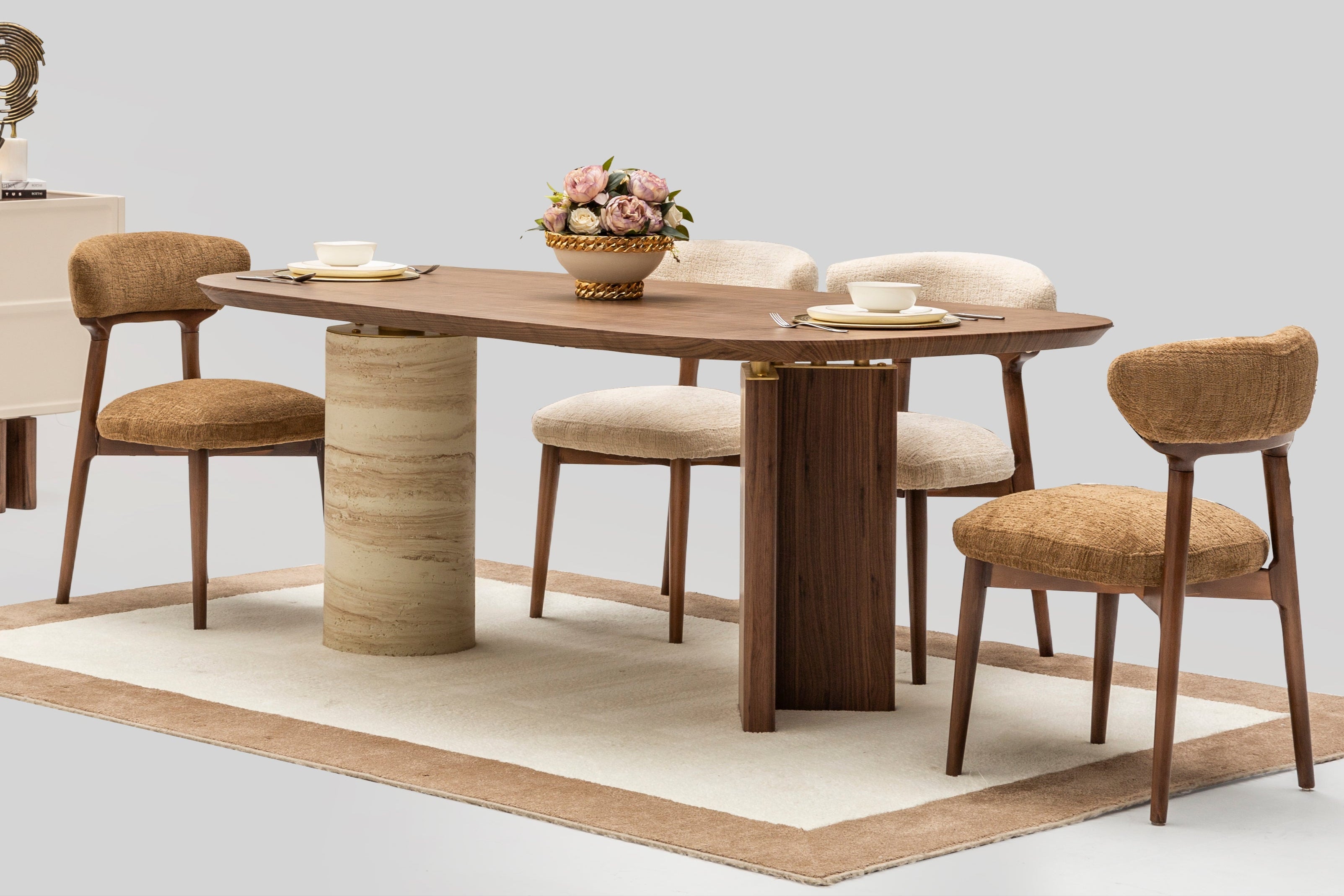 Modern Rolex dining table by Netline Home Interior with sleek wooden surface and sturdy legs, ideal for contemporary dining rooms.