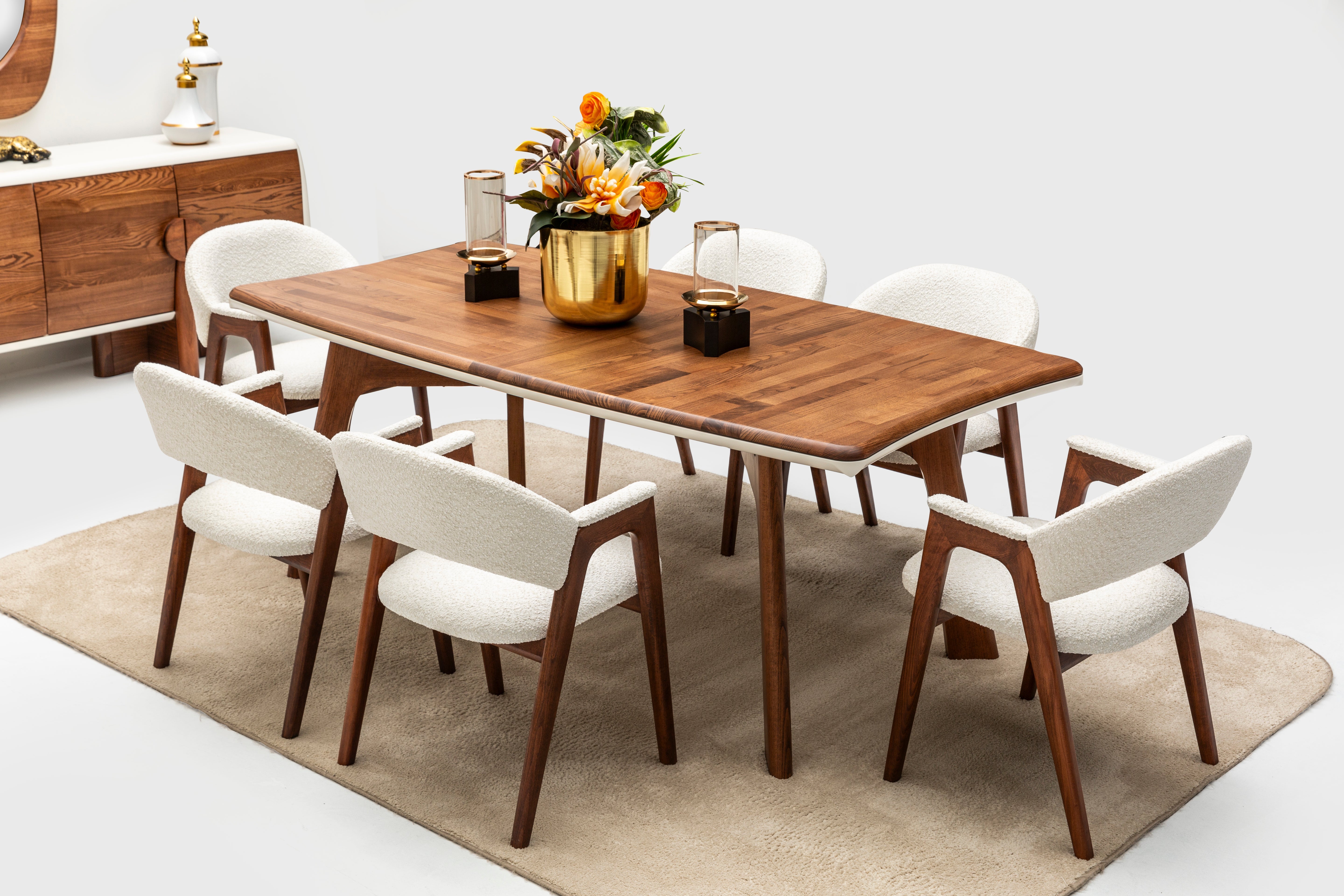 Corvette Modern Dining Table by Netline Home Interior, showcasing sleek tabletop and sturdy legs in a contemporary dining room setting.