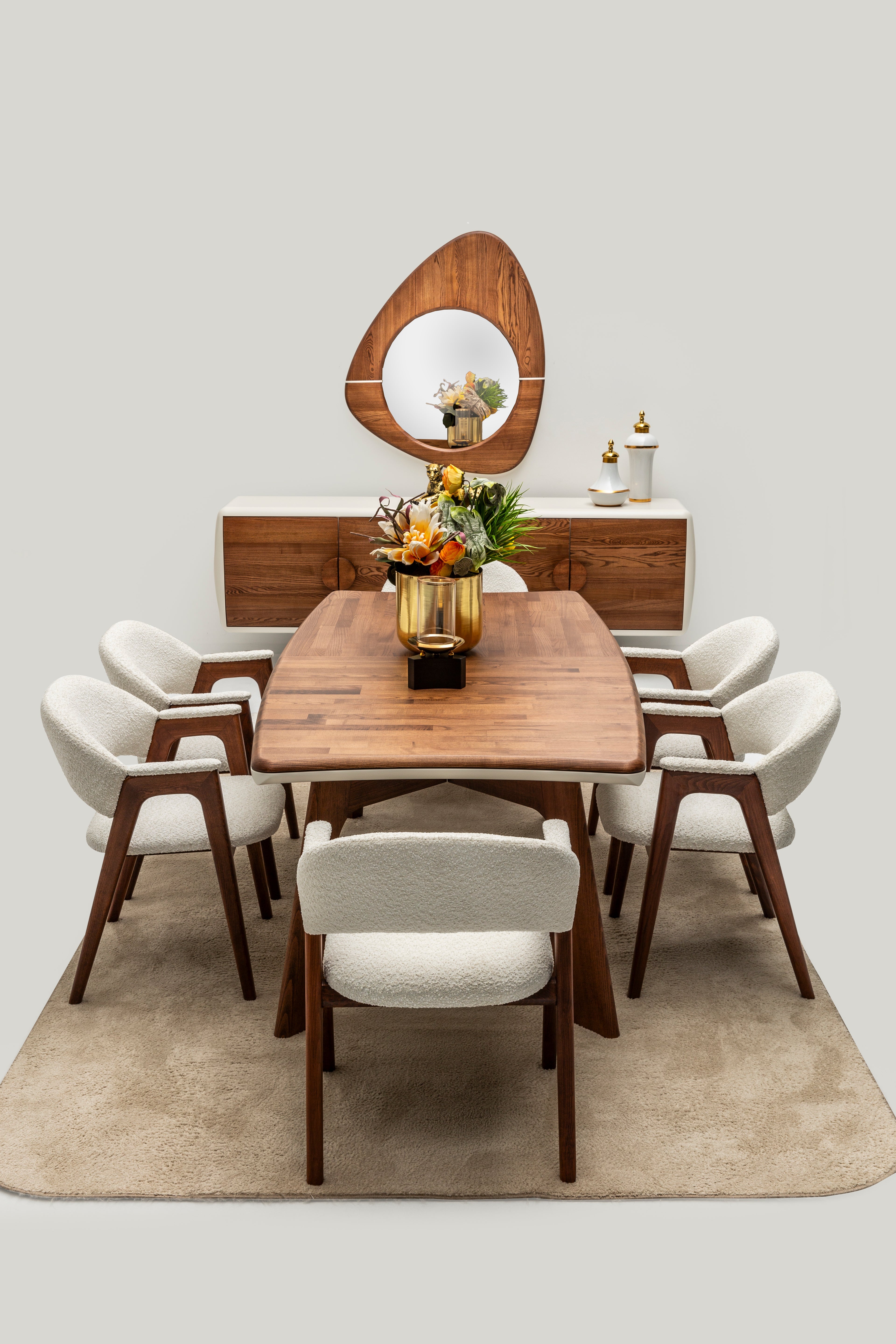 Modern Corvette dining table by Netline Home Interior with sleek wooden surface and sturdy metal legs for contemporary dining rooms.