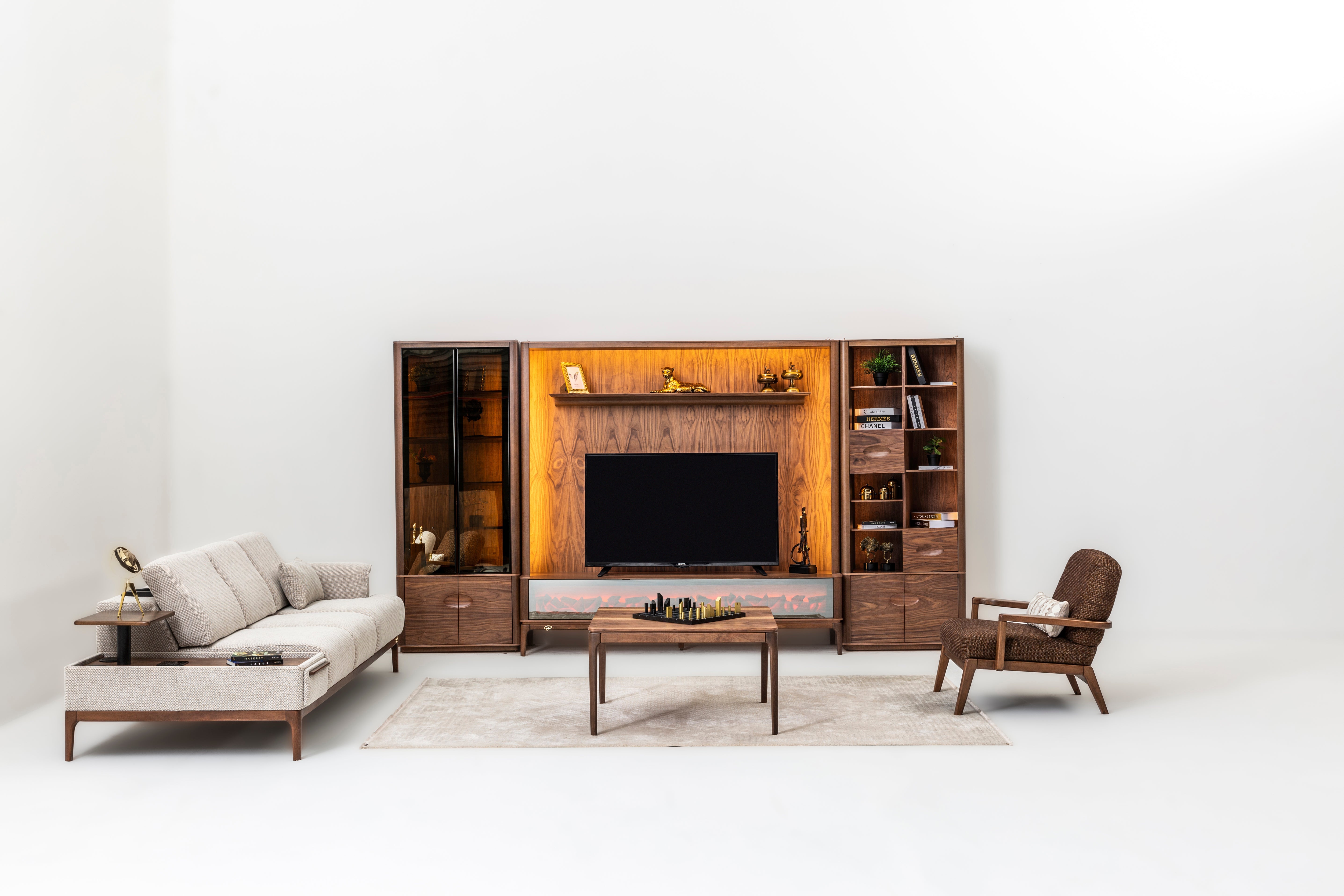 Modern Aston sofa set by Netline Home Interior, featuring plush cushions and contemporary design for stylish living room seating.