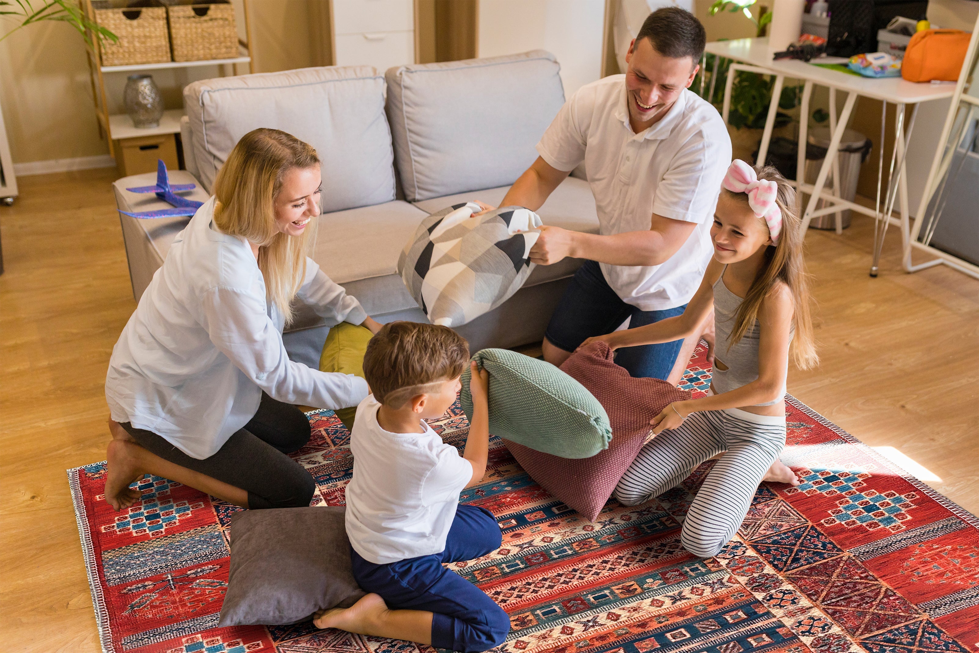 Netline Home Rugs Depot NH1316 – Machine Washable Caucasian Tribal Rug | Multicolor Striped Oriental Carpet for Living Room & Bedroom