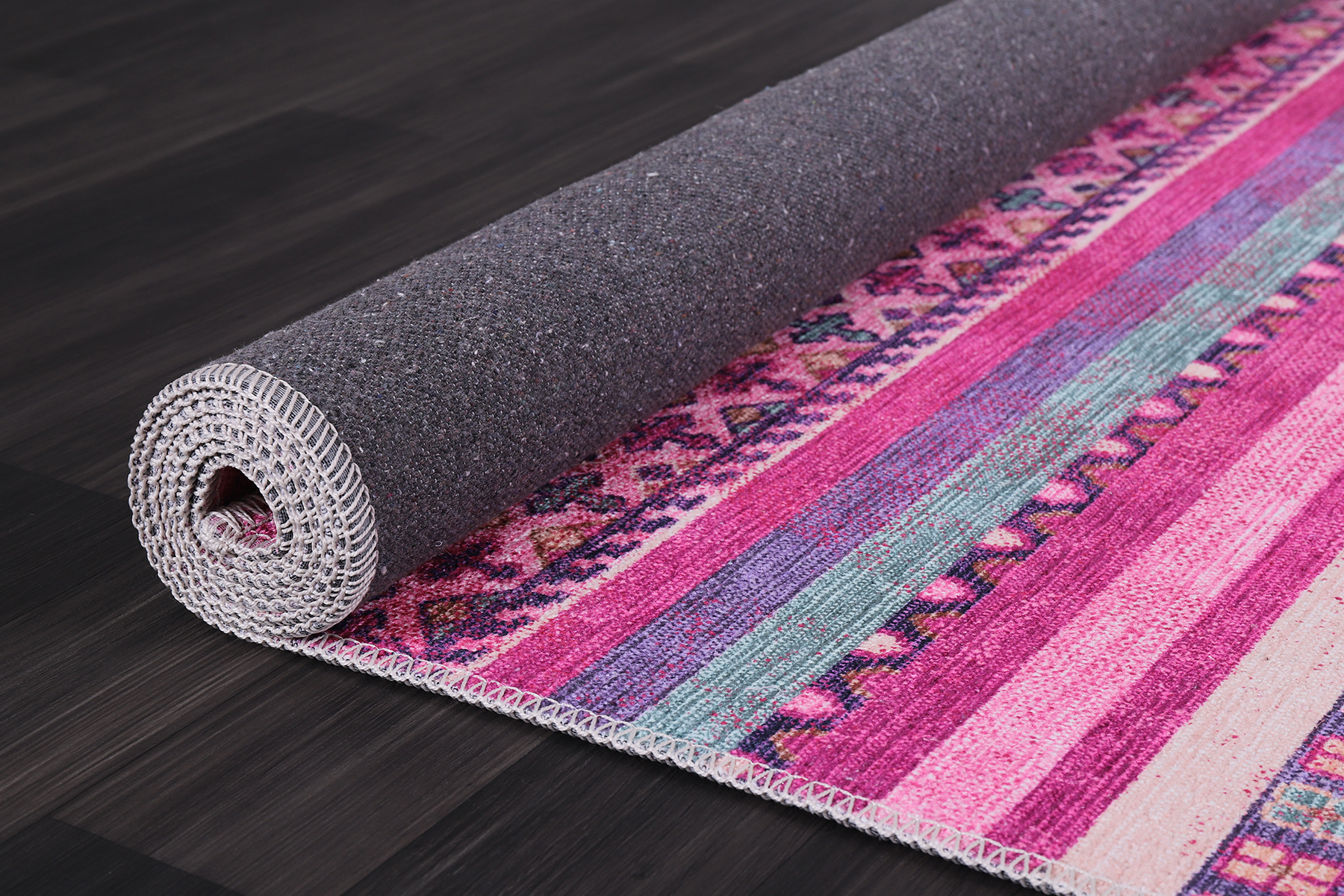Netline Home Rugs Depot Bohemian Pink Striped Washable Rug Design 1322P