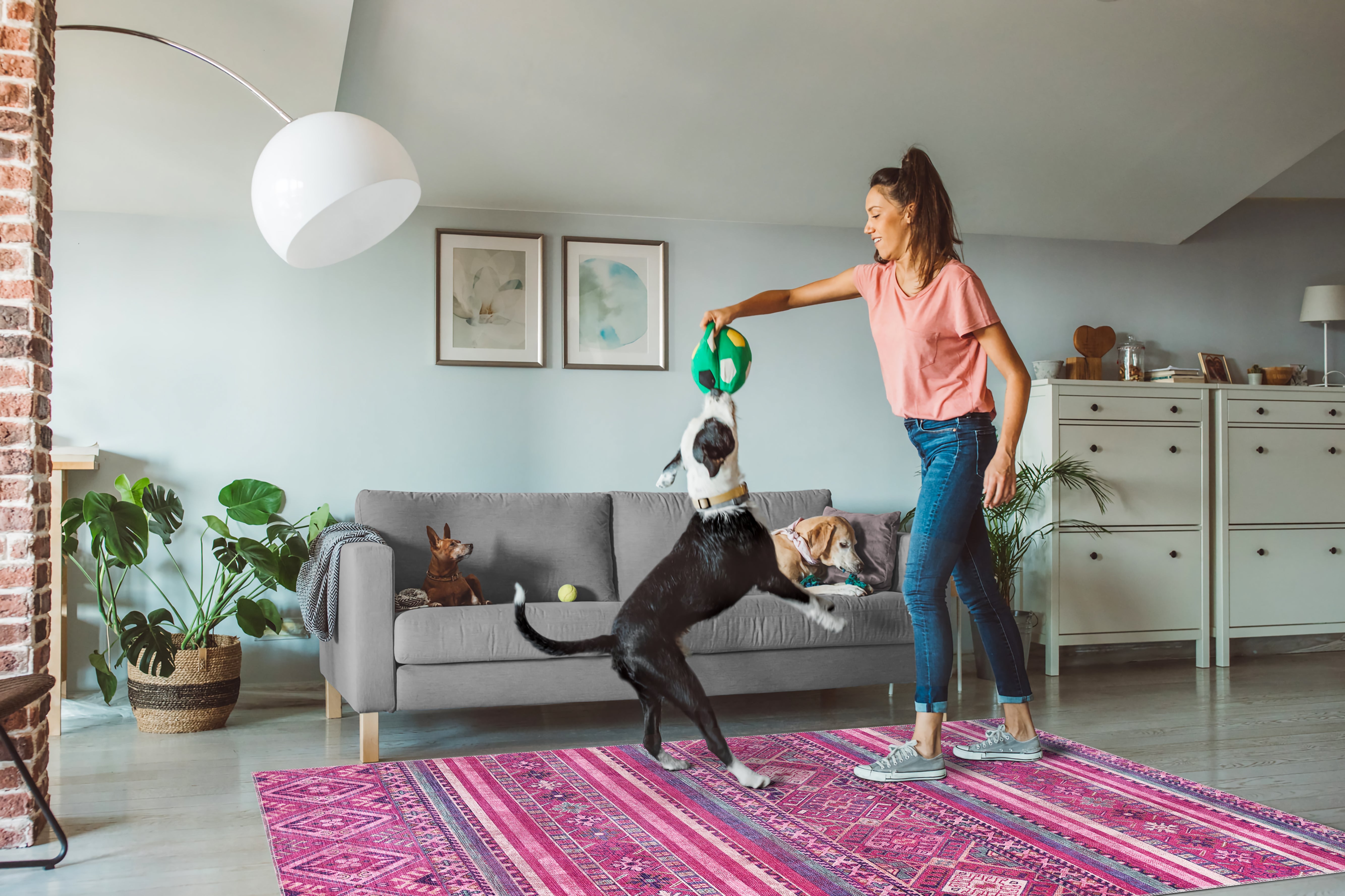 Netline Home Rugs Depot Bohemian Pink Striped Washable Rug Design 1322P