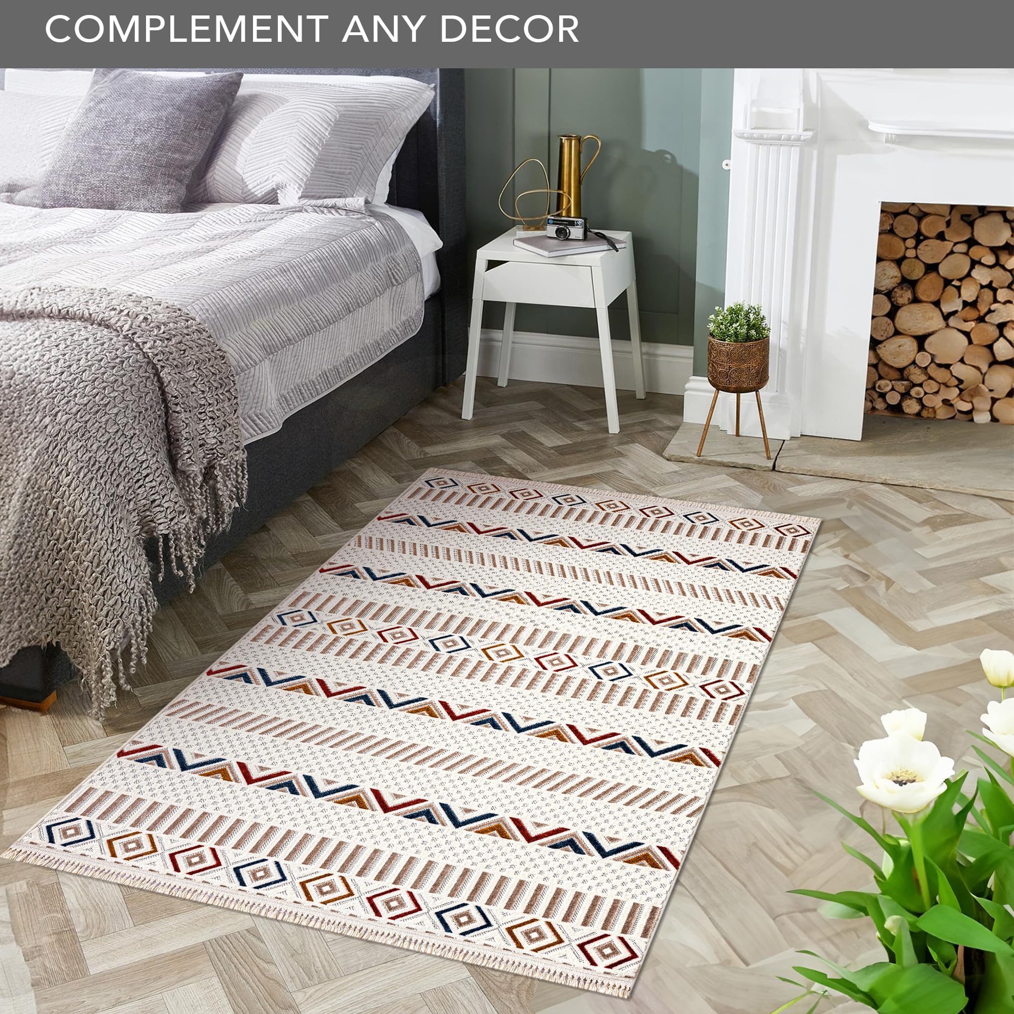 Netline Home RUGS DEPOT Area Rug for Living Room, Bedroom & Hallway – Soft & Durable Low Pile Area Rugs – Bohemian, Aztec & Boho Style – Pet & Kid-Friendly, Ideal for High-Traffic Areas (Copy)