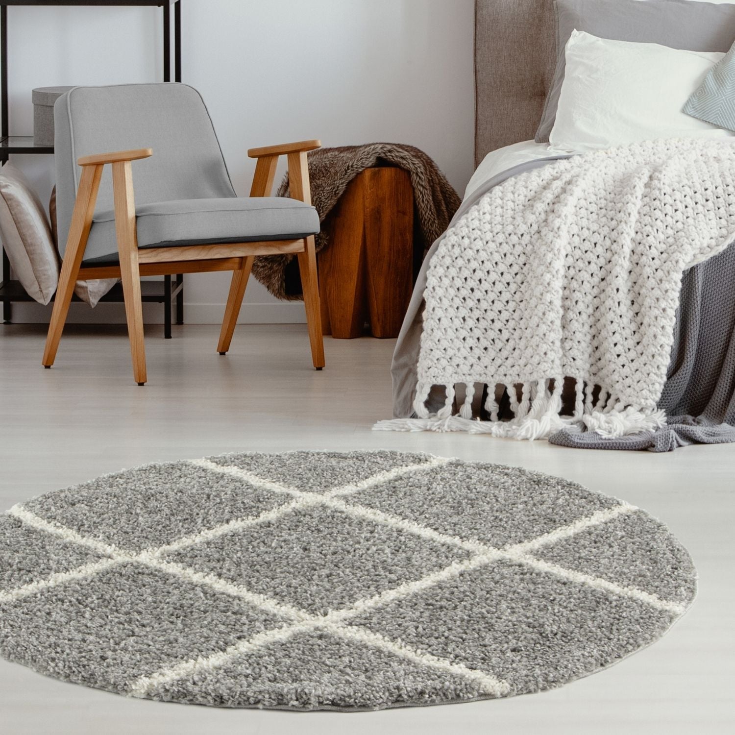 Moroccan Grey Shaggy Rug | 510