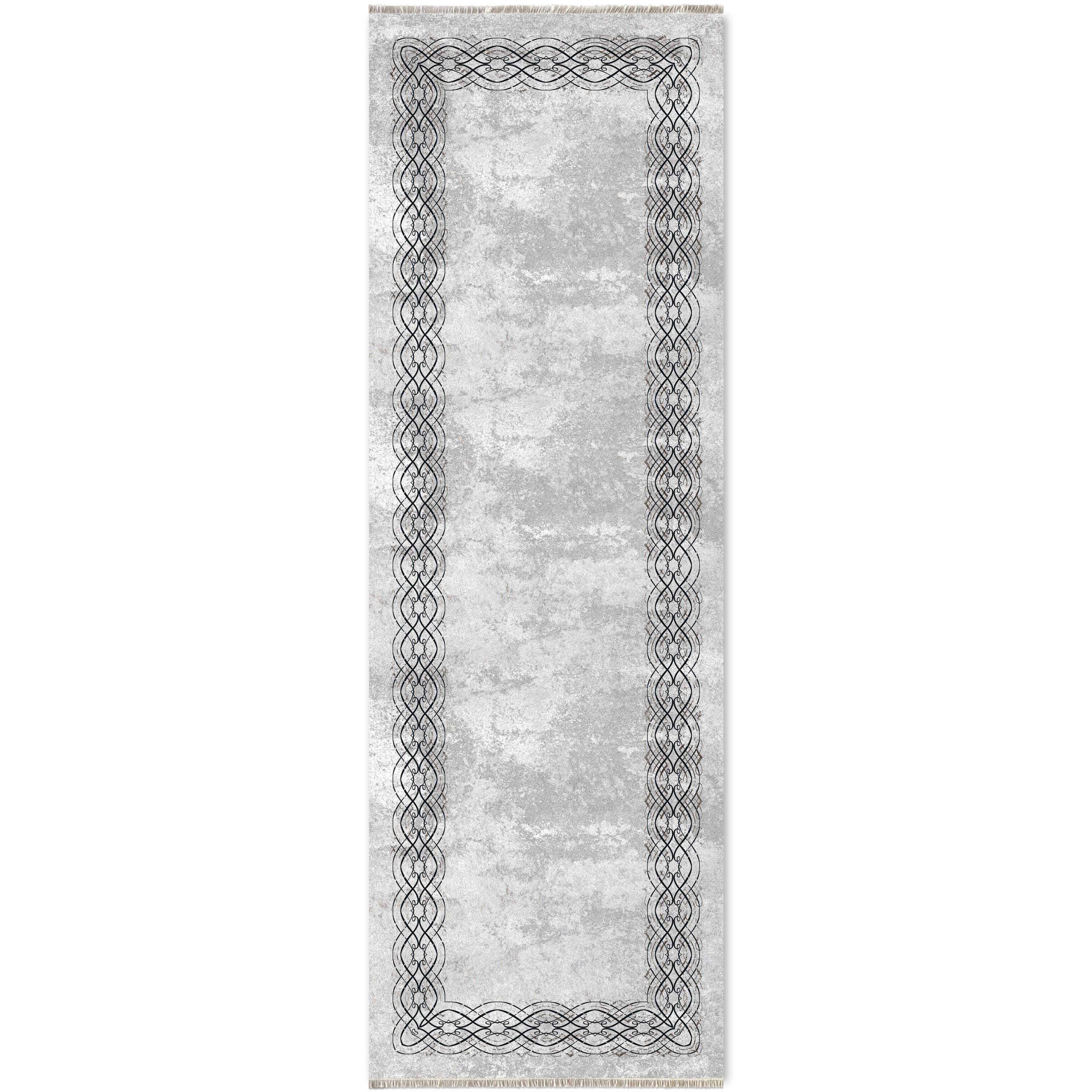 Netline Home Gray Silver Modern Machine Washable Chenille Rug Design NH7075 - Gallery Image 6 - Netline Home