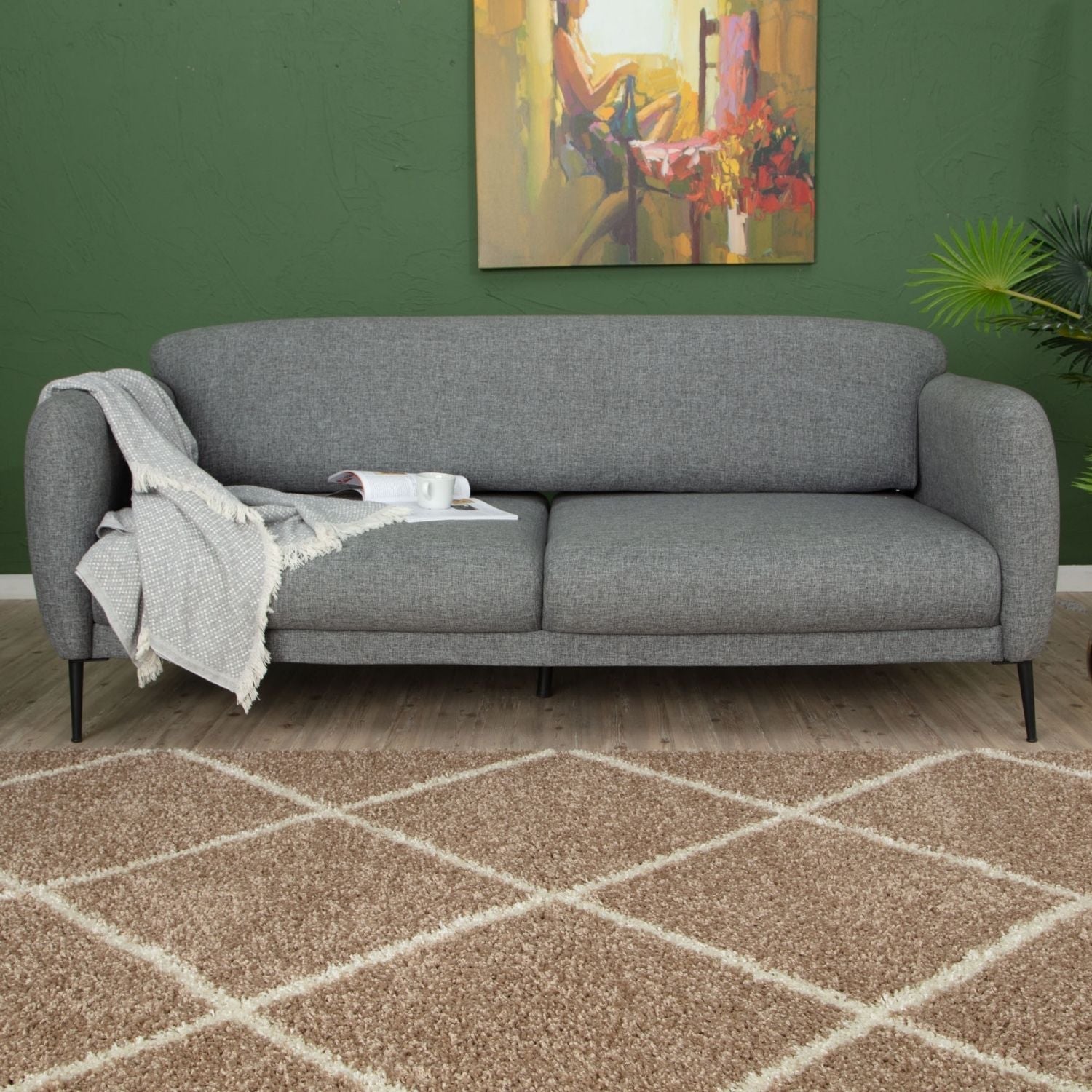 Moroccan Beige Shaggy Rug | 520