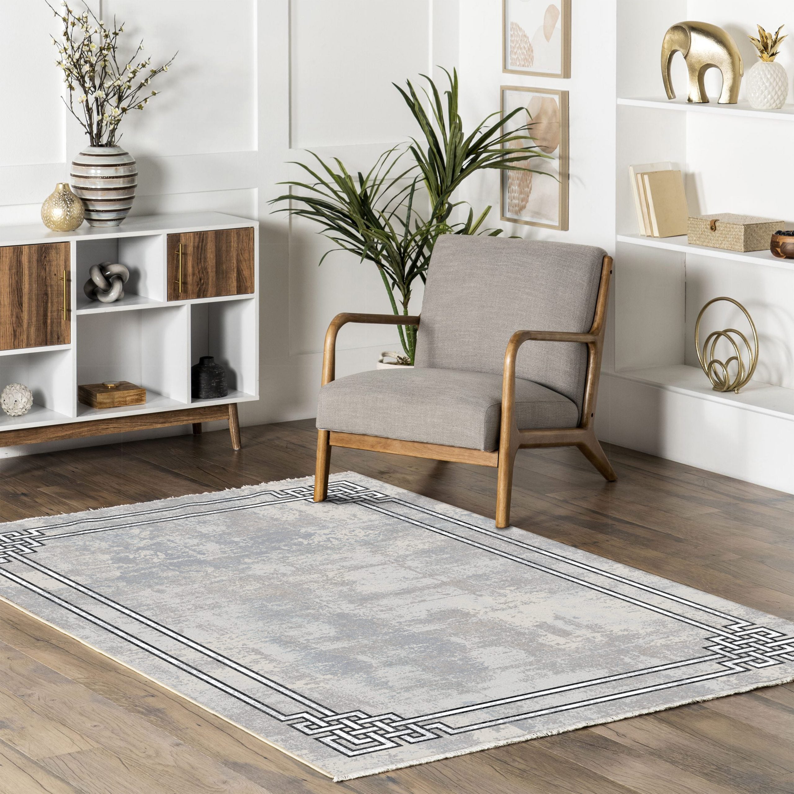 Netline Home Gray Silver Modern Machine Washable Chenille Rug Design 523-01 - Gallery Image 8 - Netline Home