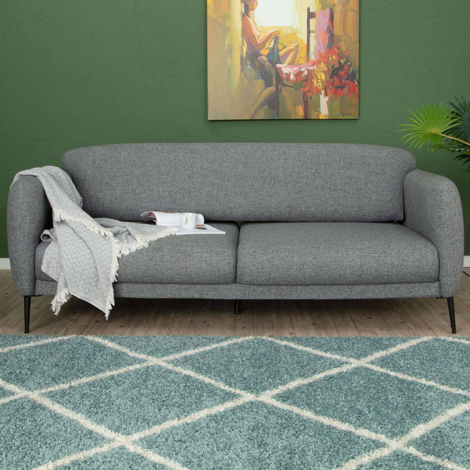 Moroccan Duck Egg Blue Shaggy Rug | 550