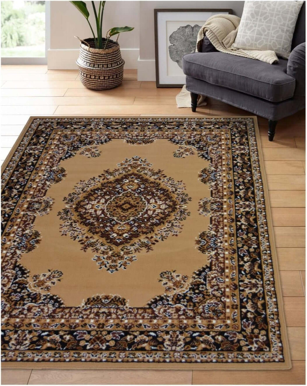 Traditional brown rug by The Rugs featuring intricate patterns, soft texture, and durable woven design for classic home decor.