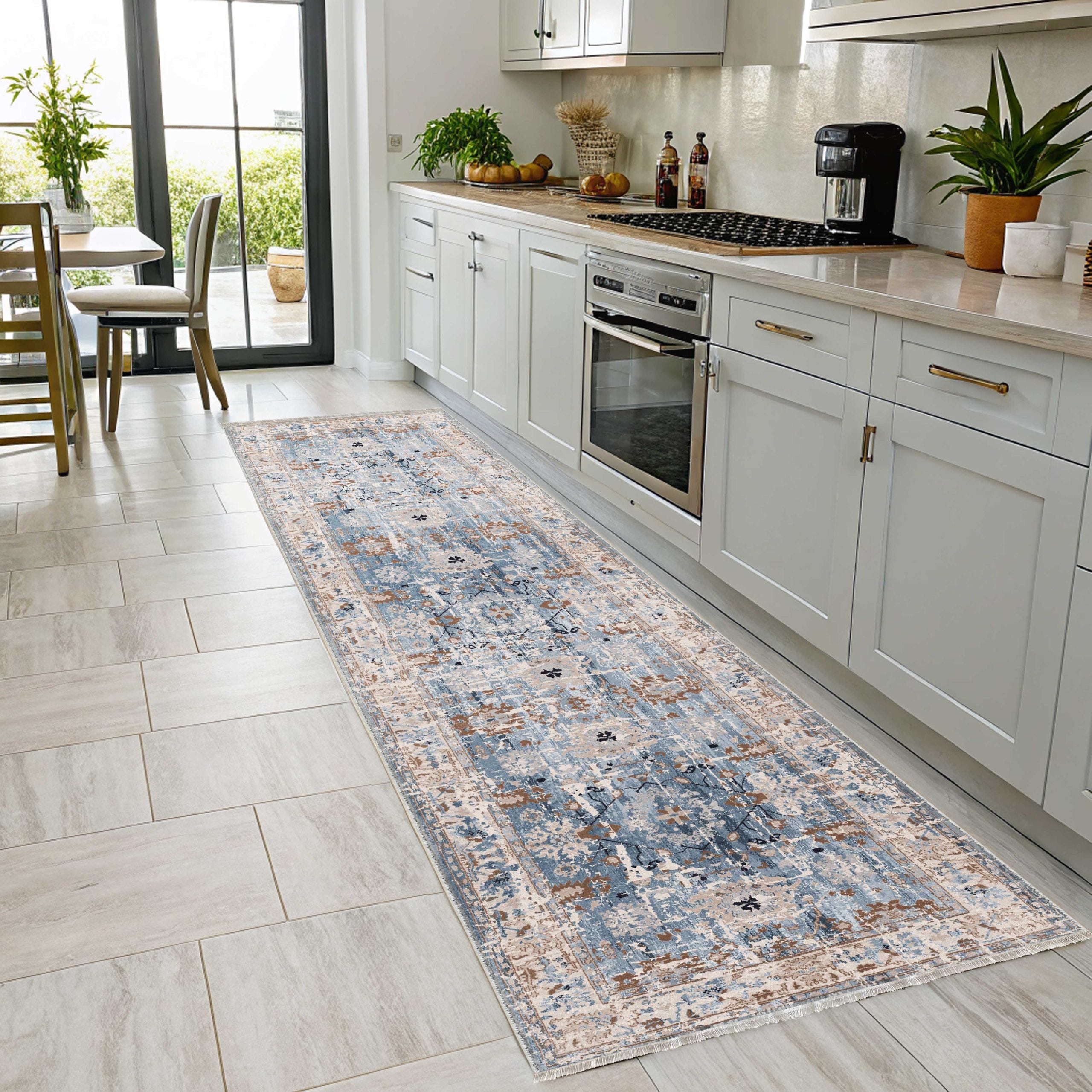 Netline Home Blue Navy Ethnic Classic Vintage Machine Washable Chenille Rug Design NH7155 - Gallery Image 7 - Netline Home