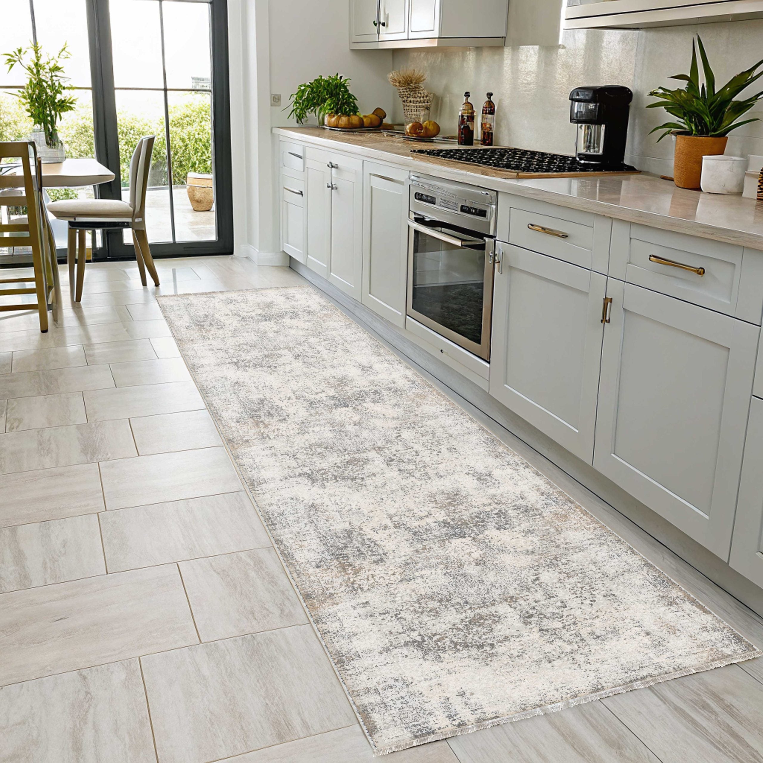 Netline Home Cream White Classic Vintage Machine Washable Chenille Rug Design 190-01 - Gallery Image 7 - Netline Home