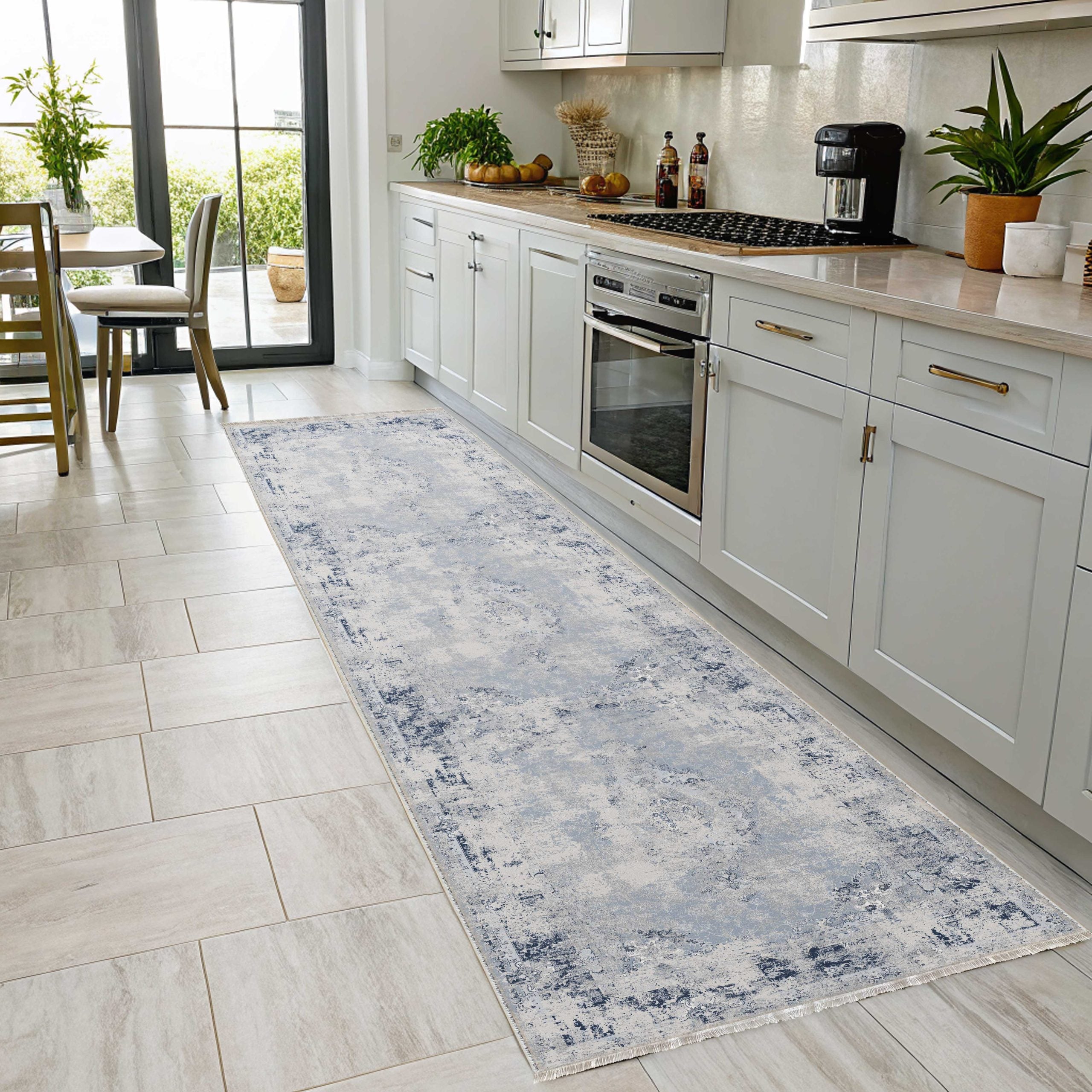 Netline Home Blue Navy Ethnic Classic Vintage Machine Washable Chenille Rug Design 485-02 - Gallery Image 6 - Netline Home