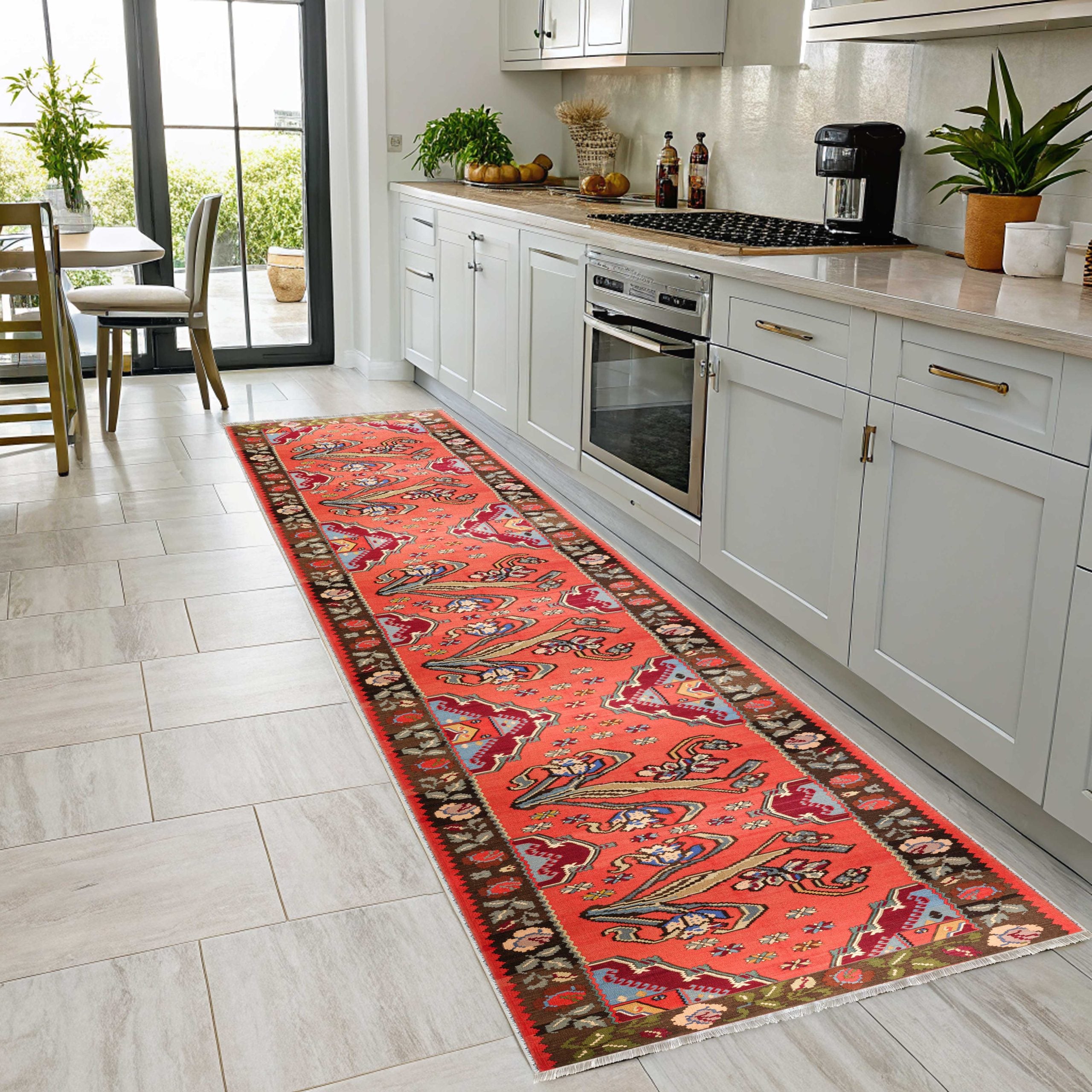 Netline Home Red Burgundy Pink Fuchsia Ethnic Classic Vintage Machine Washable Chenille Rug Design NH7154 - Gallery Image 7 - Netline Home