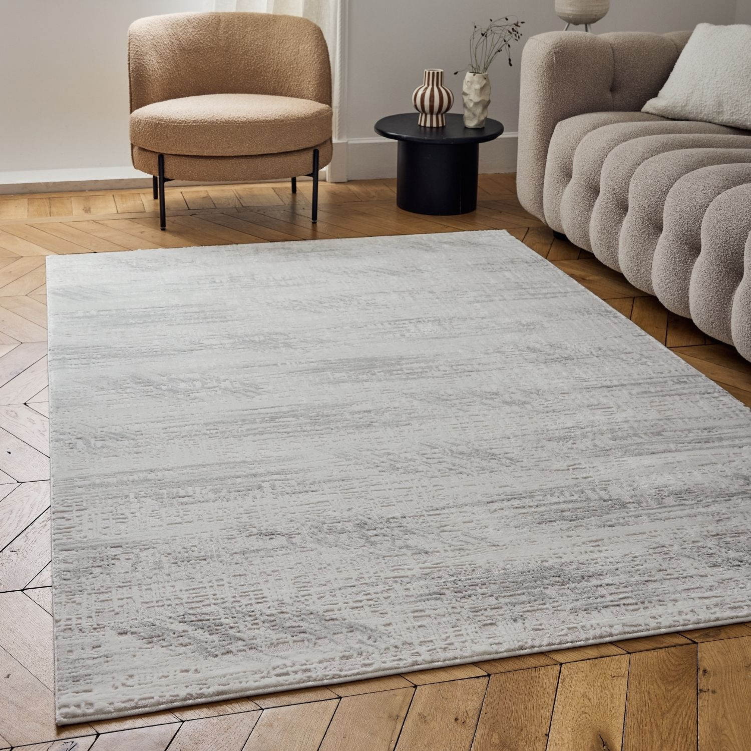 Carmel Cream-Grey Abstract Rug | 6030