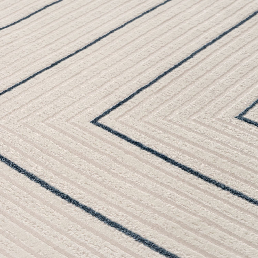 Carmel Cream-Blue Geometric Rug – 6040