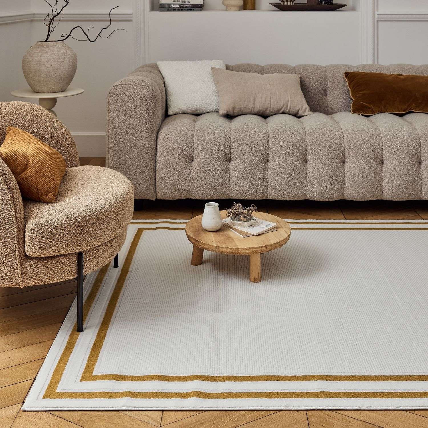 Carmel Cream-Gold Bordered Rug | 6060